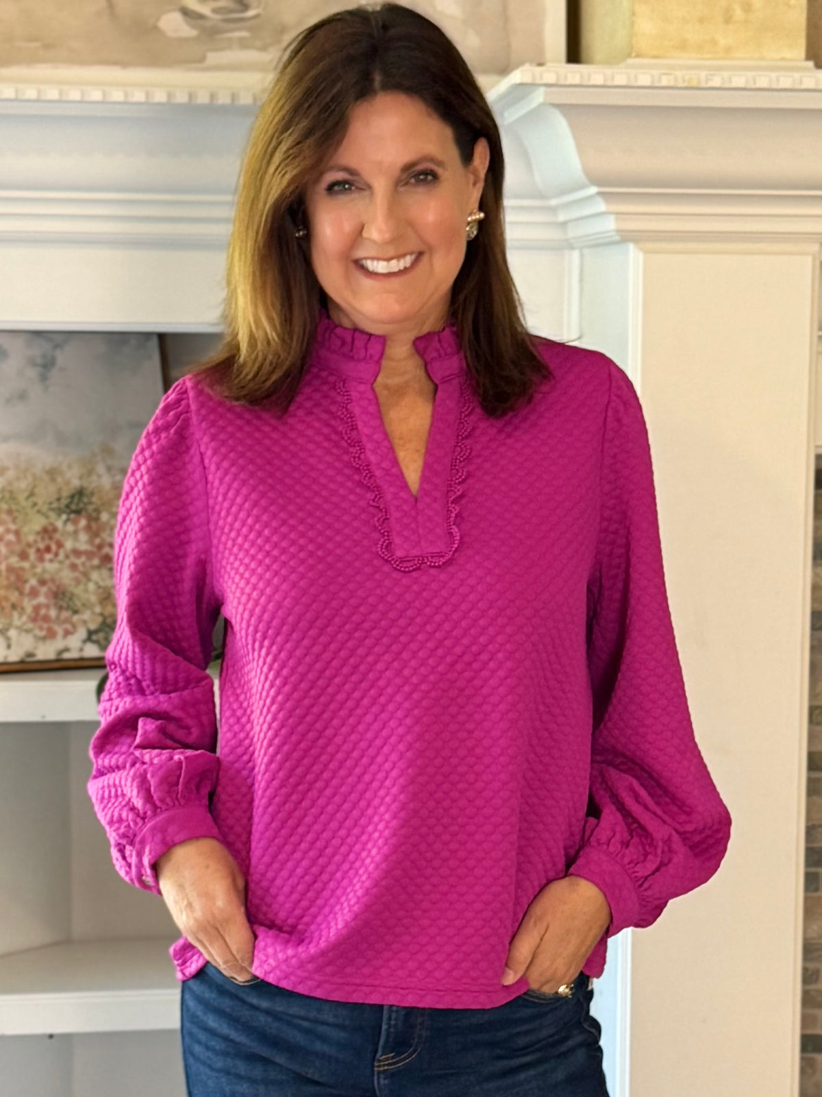 Meet Me in Magenta Textured Top