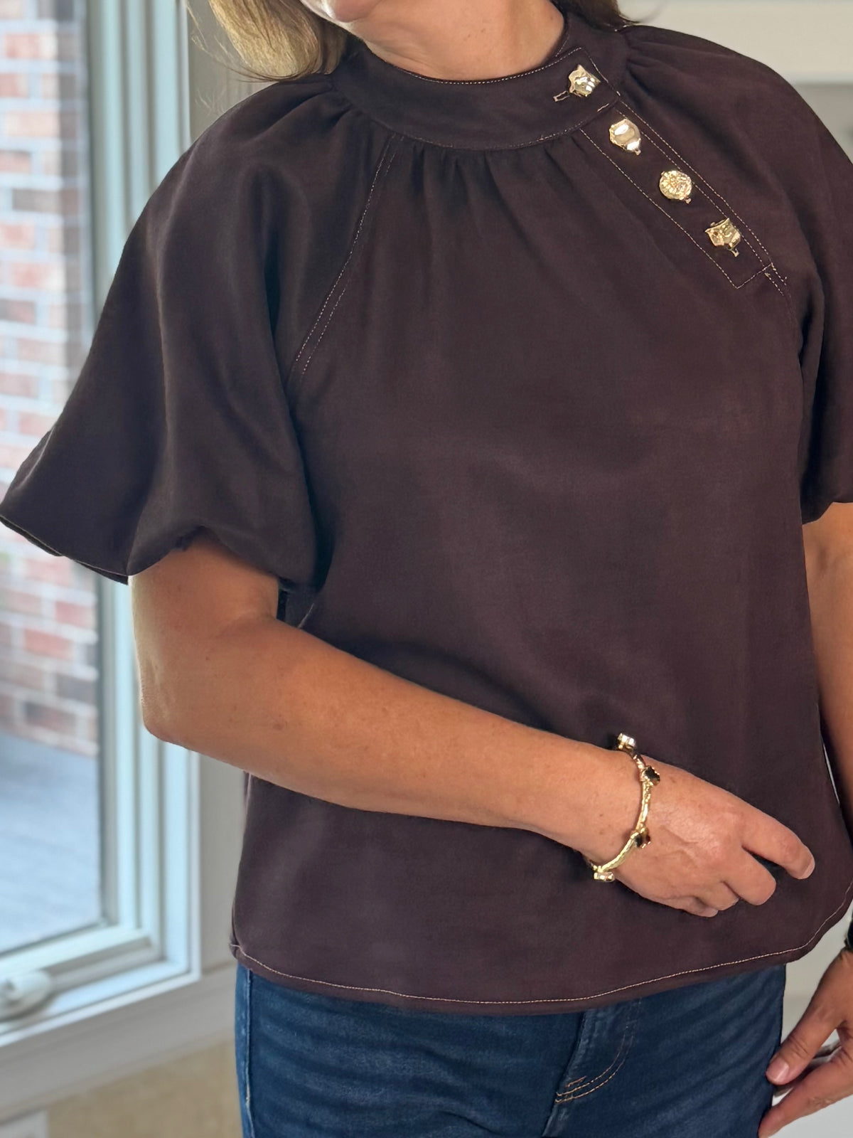 THML Signature Top - Brown Faux Suede