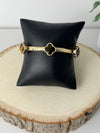 Clover Gold Stretch Bracelet - Brown Tones