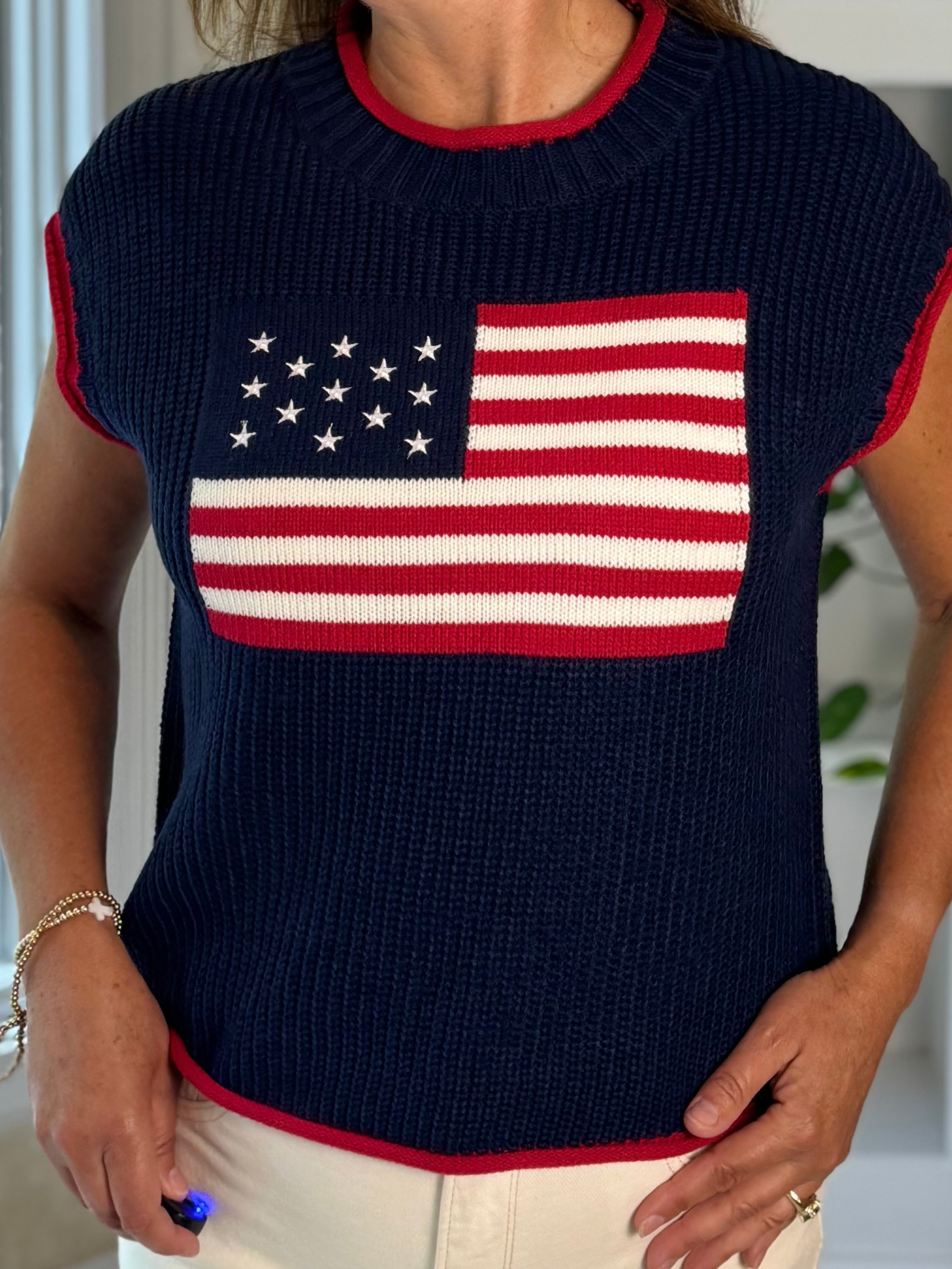 Stars & Stripes Knit Top - Navy