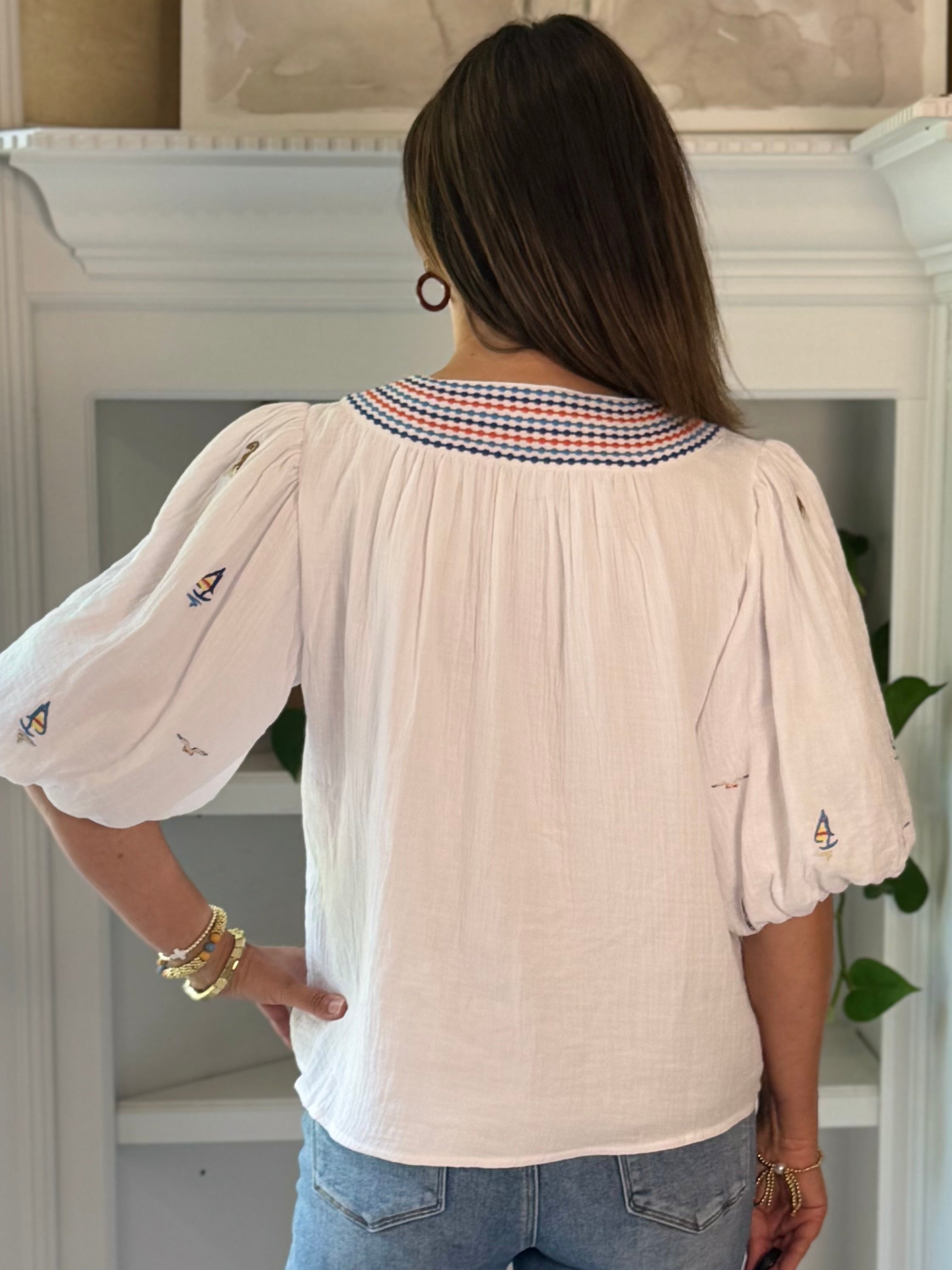 THML Sail Away Embroidered Top