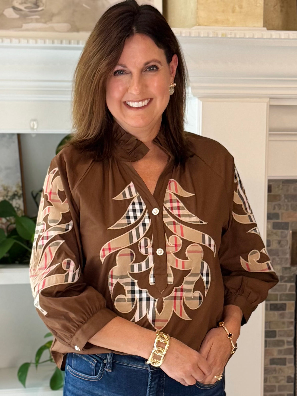 Art of Plaid Embroidered Top