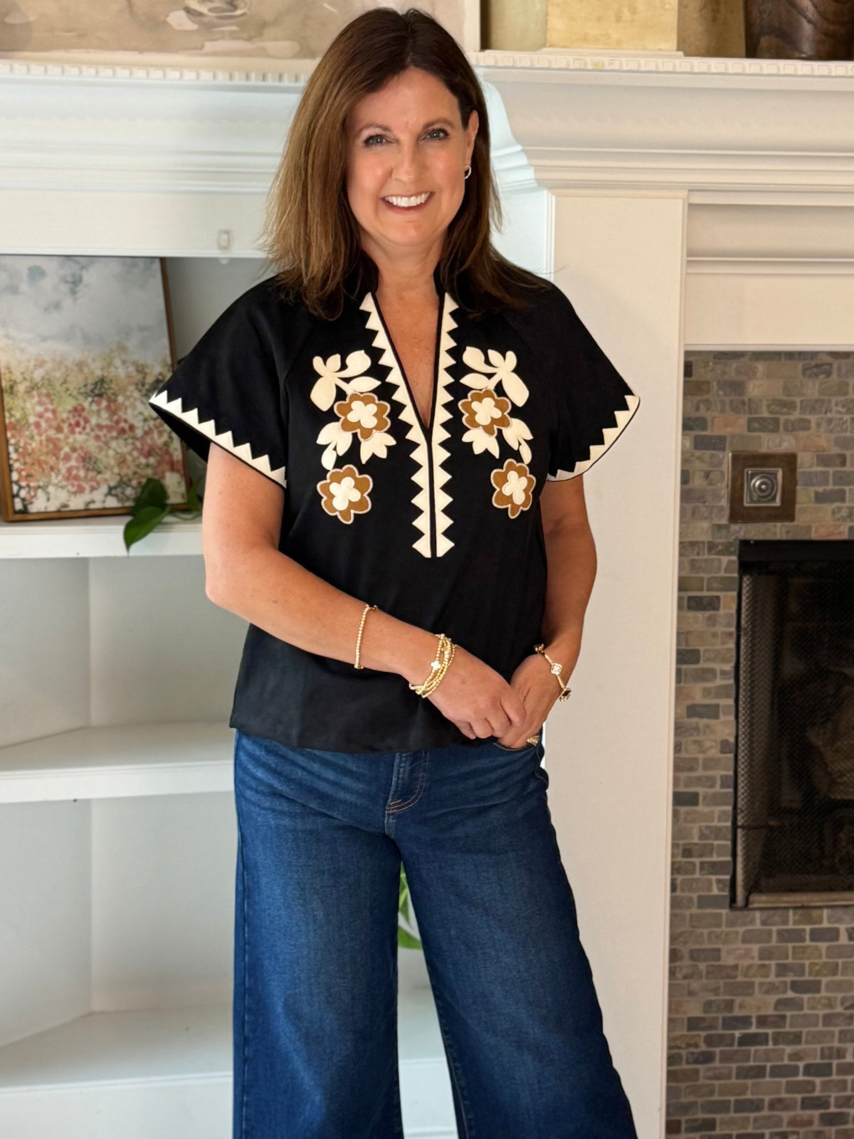 THML Wild Trails Embroidered Top