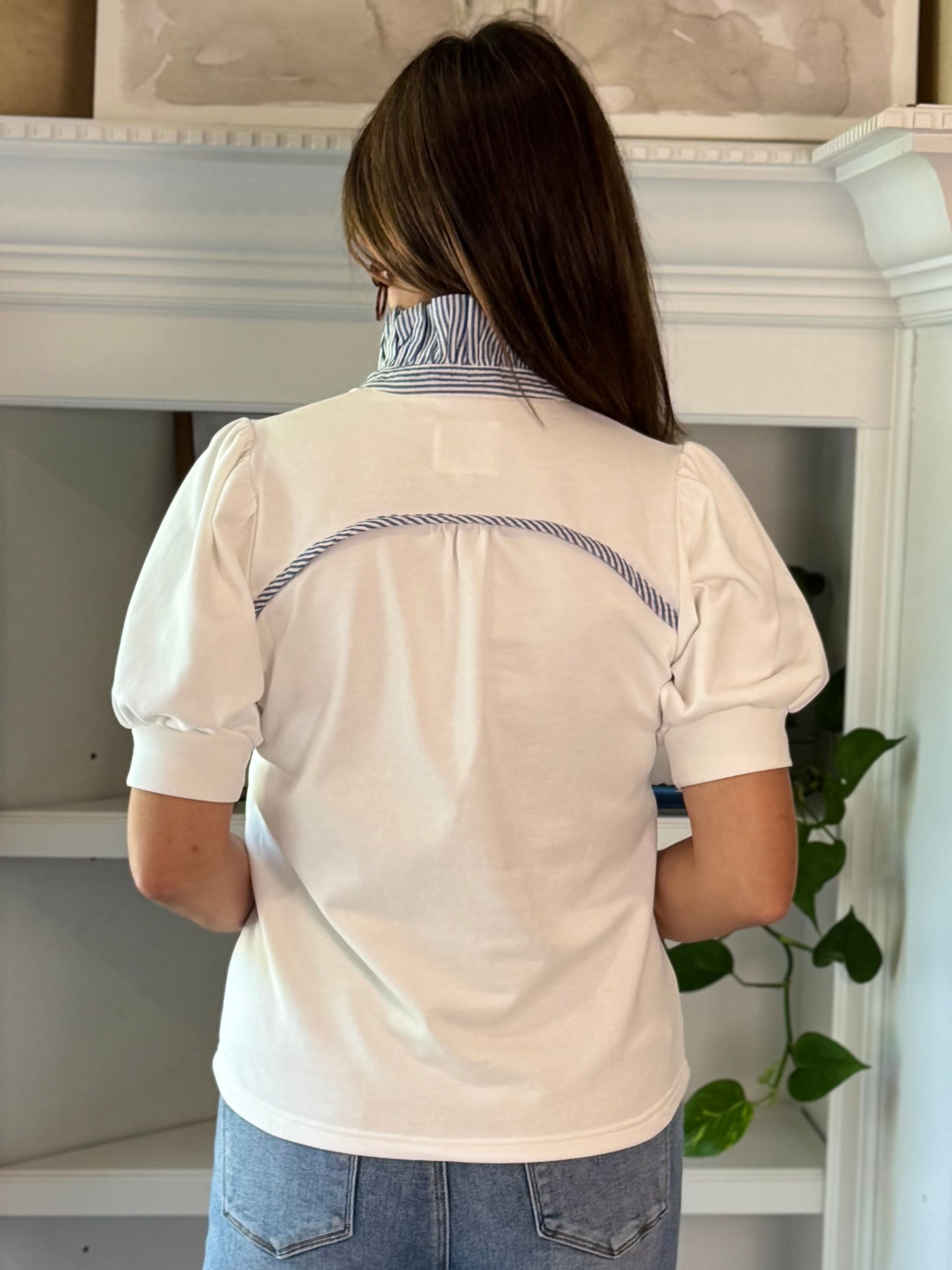 Modern Prep Contrast Top - Off-White