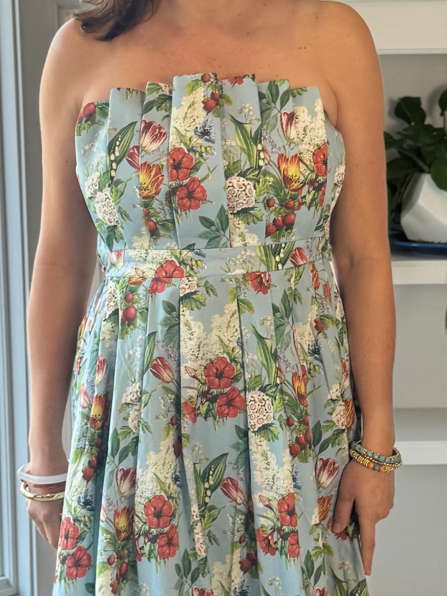 Enchanted Garden Strapless Midi Dress