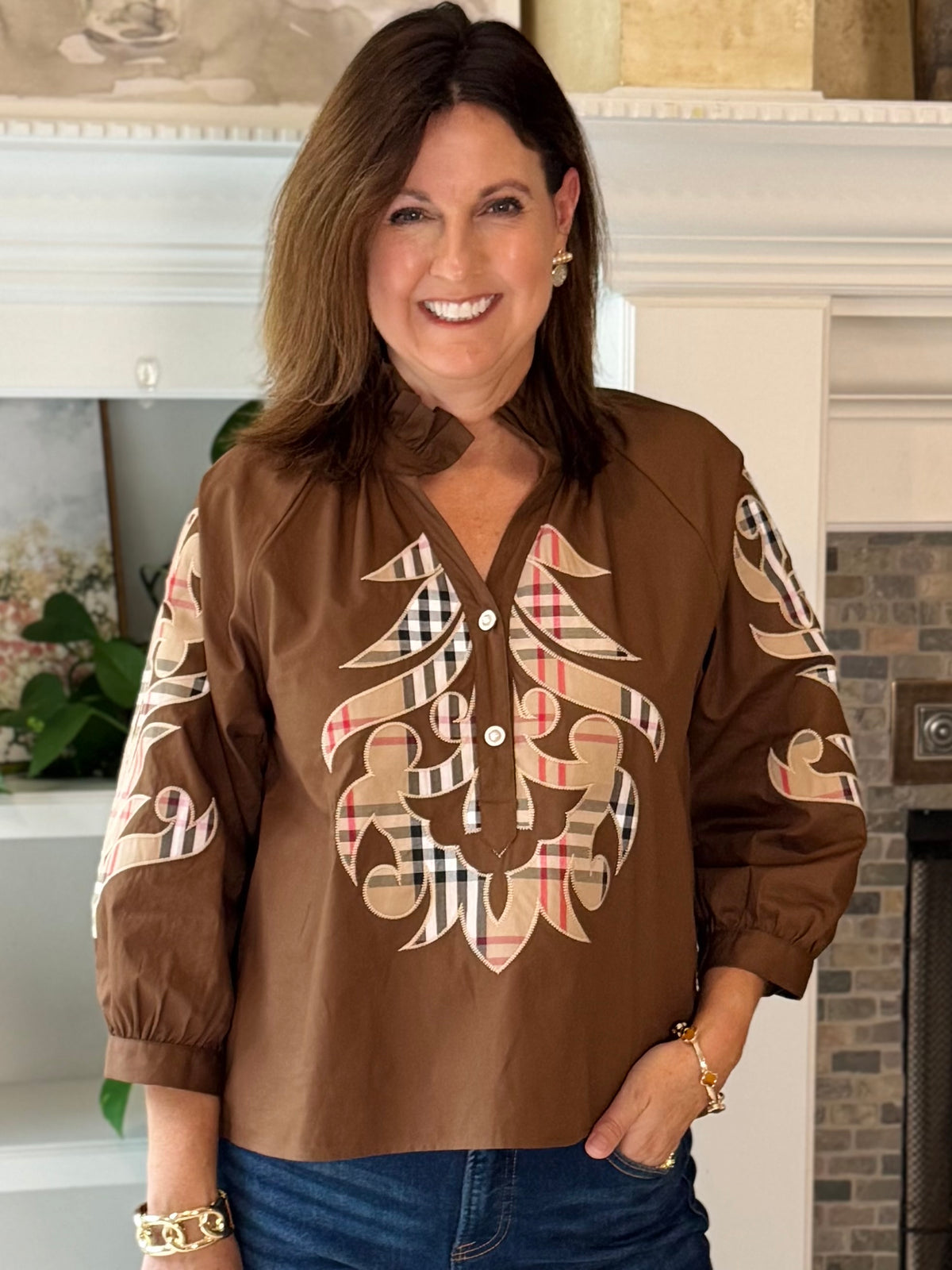 Art of Plaid Embroidered Top