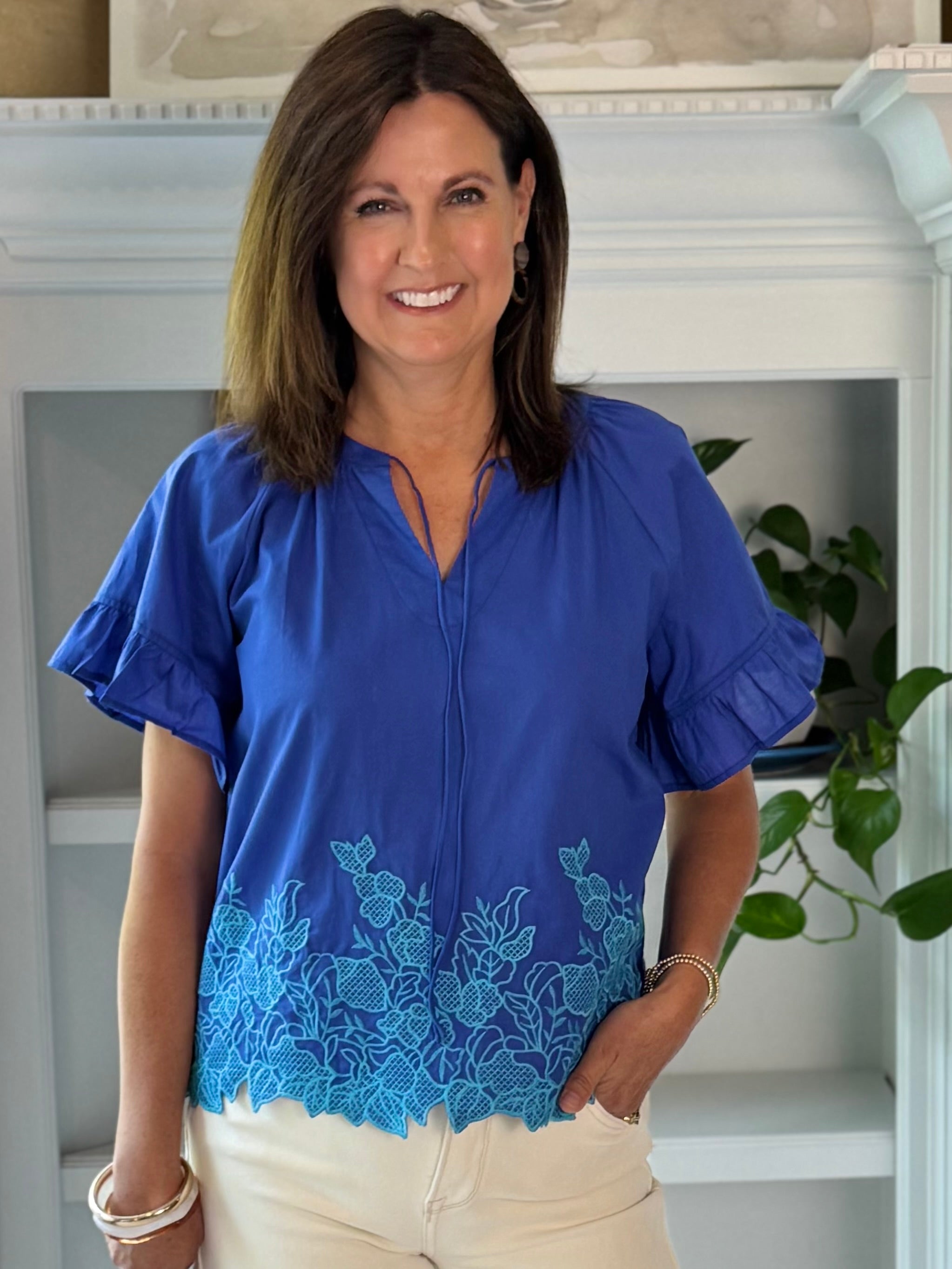 Blue Horizon Embroidered Top