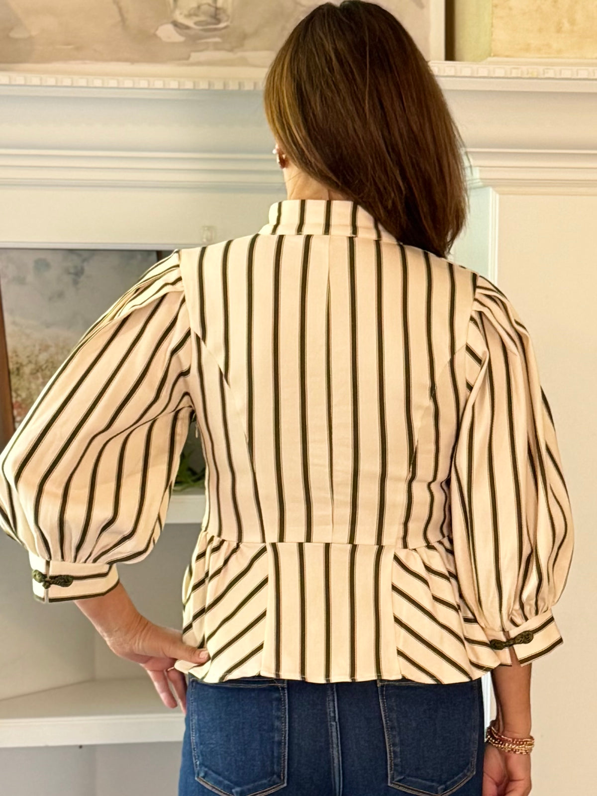 Front & Center Striped Peplum Top