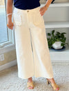 Scallop Pocket High-Rise Wide Leg Ankle Pants - Off-White