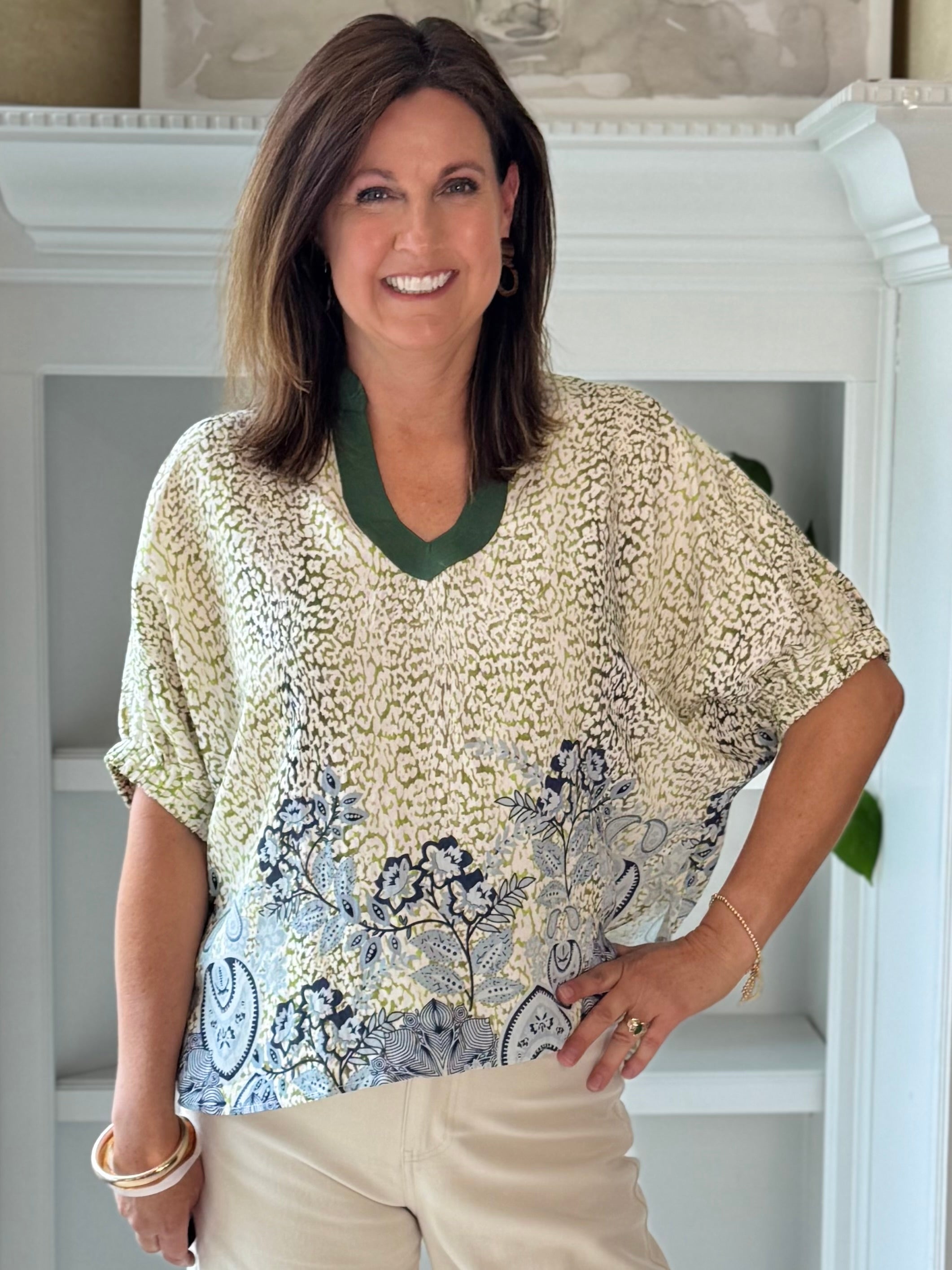 Olive Grove Print Top