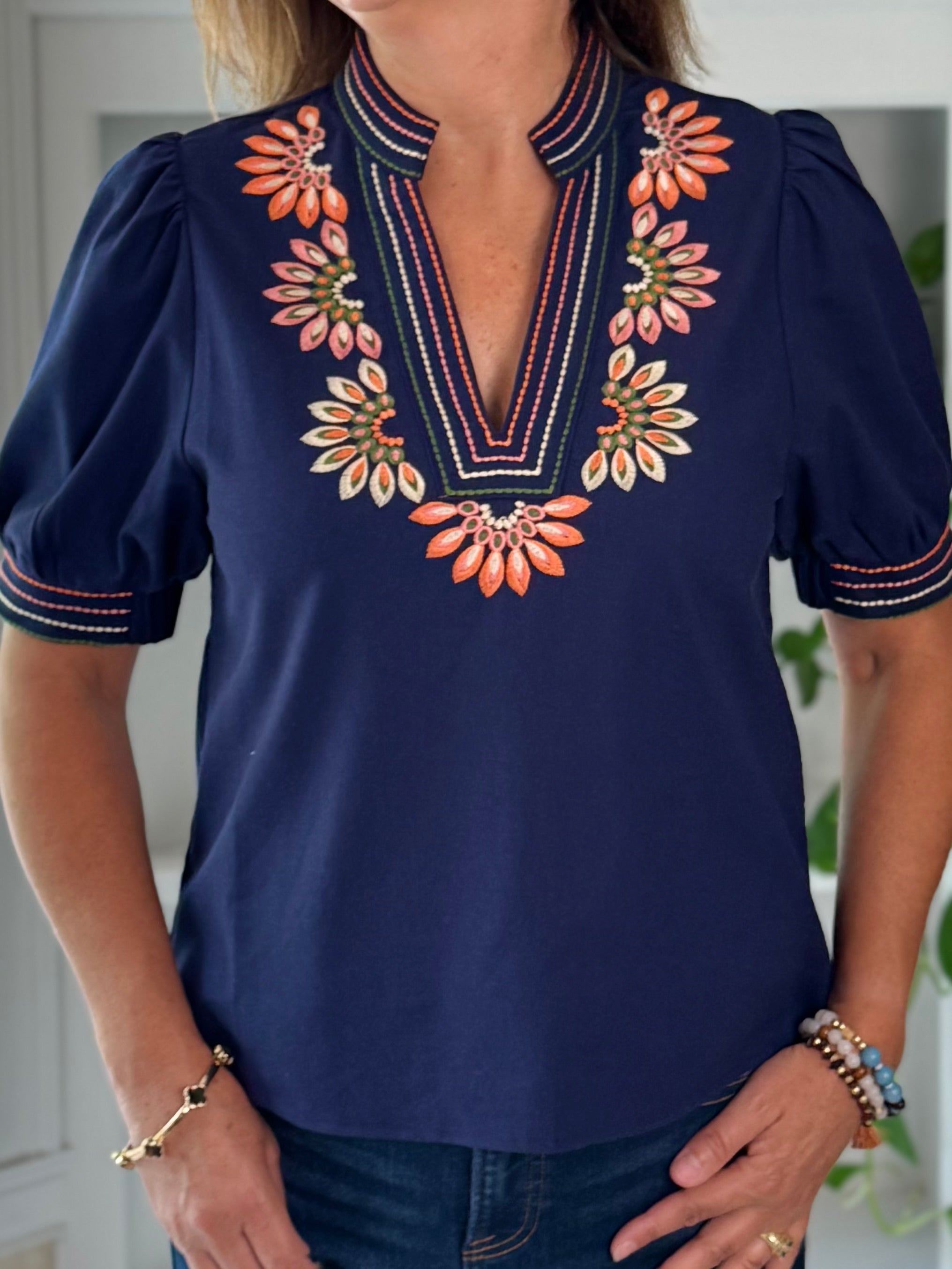 THML Autumn Smiles Embroidered Top