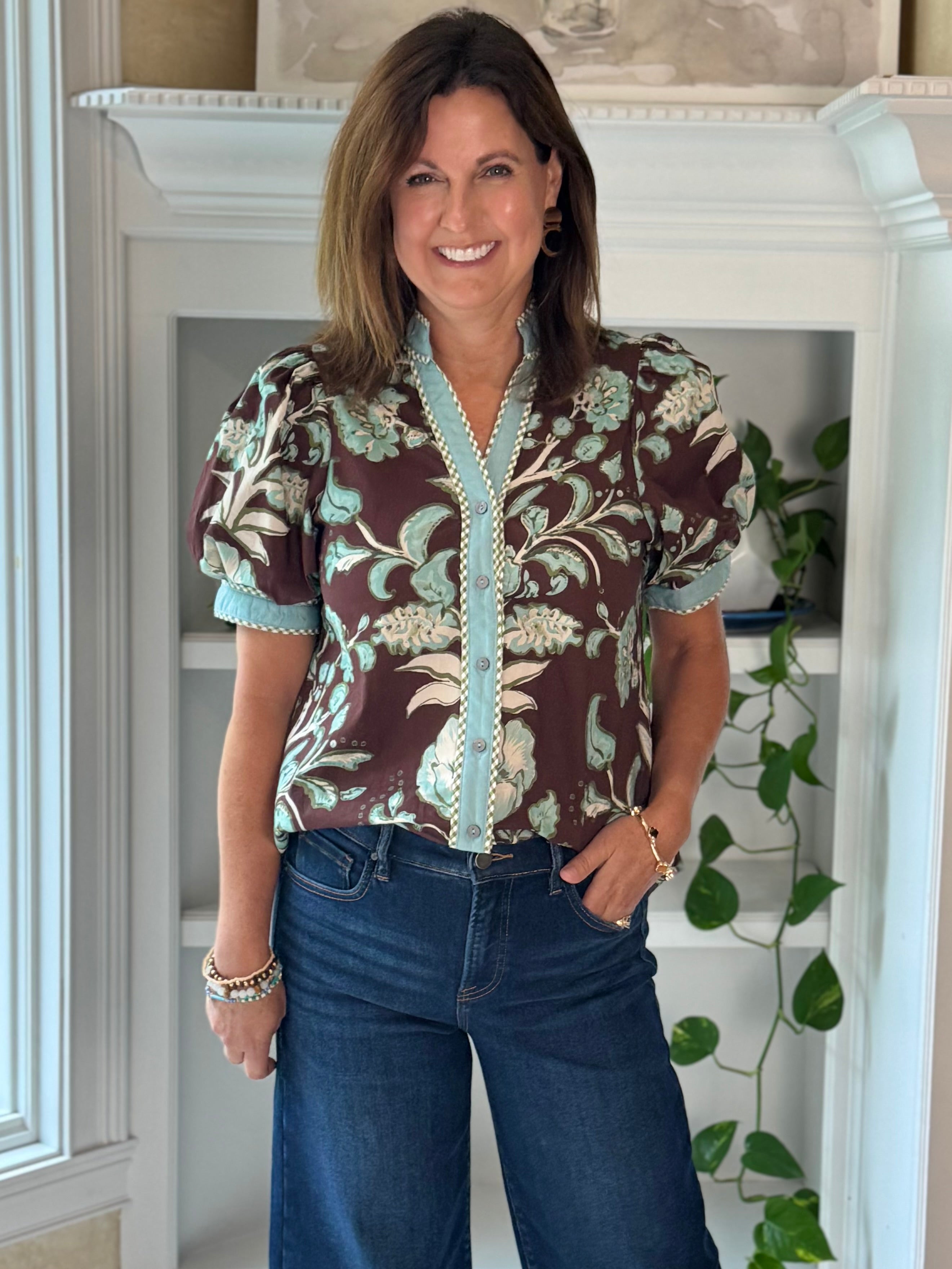 Mocha Garden Floral Top