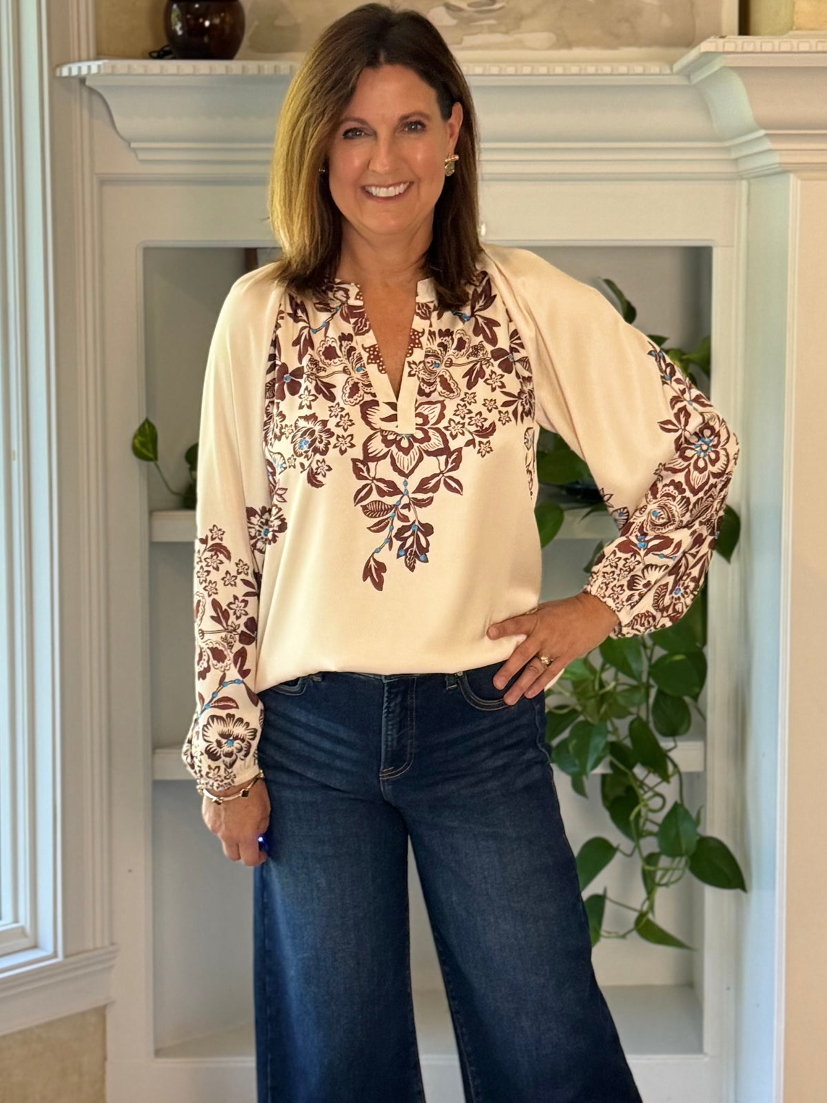 Current Air Work of Art Floral Blouse