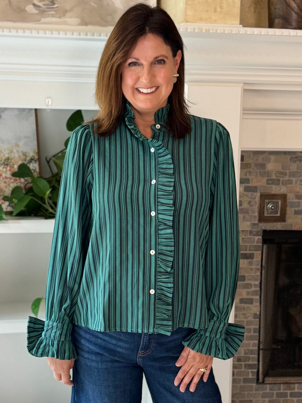 Striped Perfection Blouse - Green