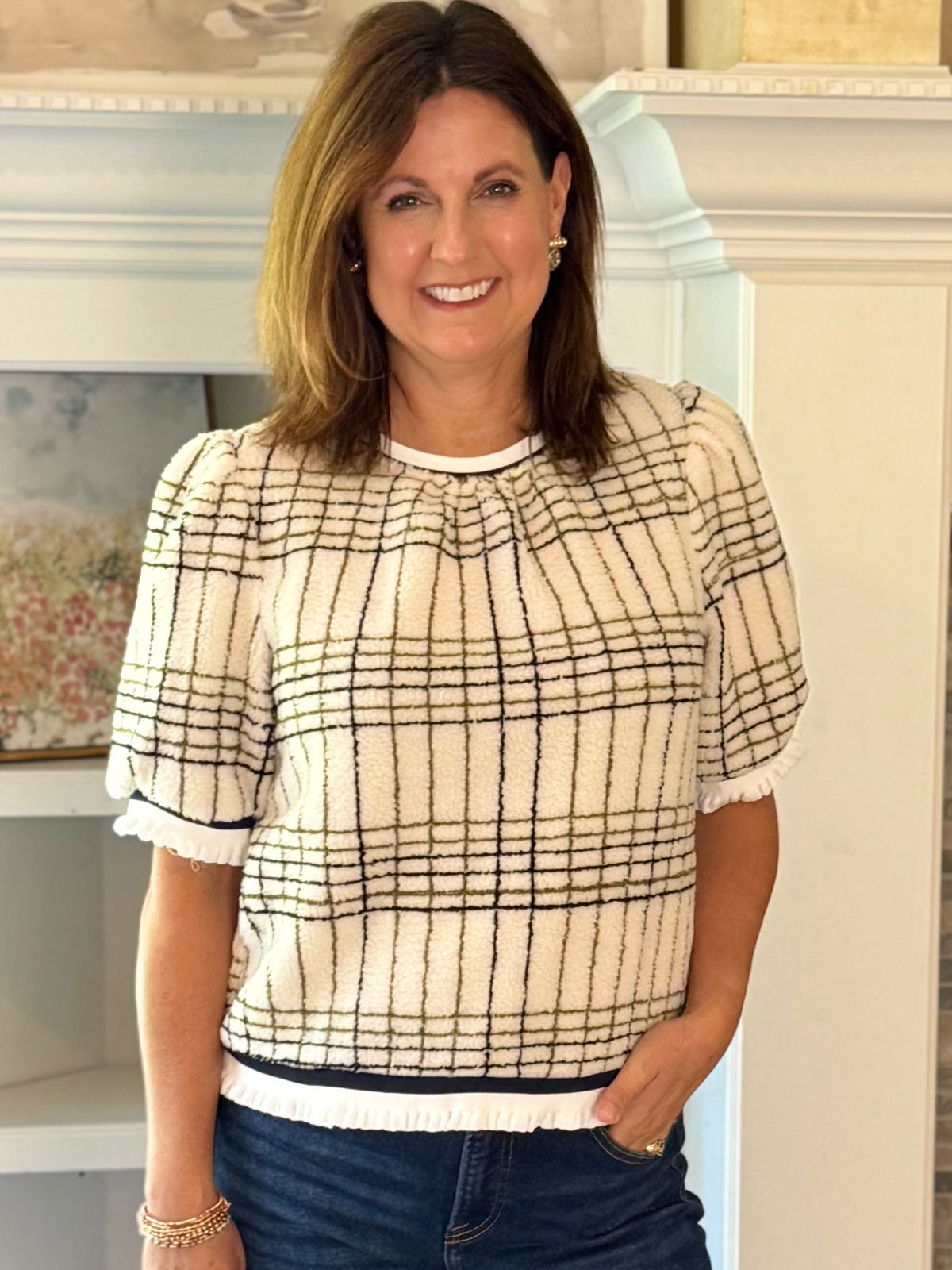 Plaid to Meet You Sherpa Top