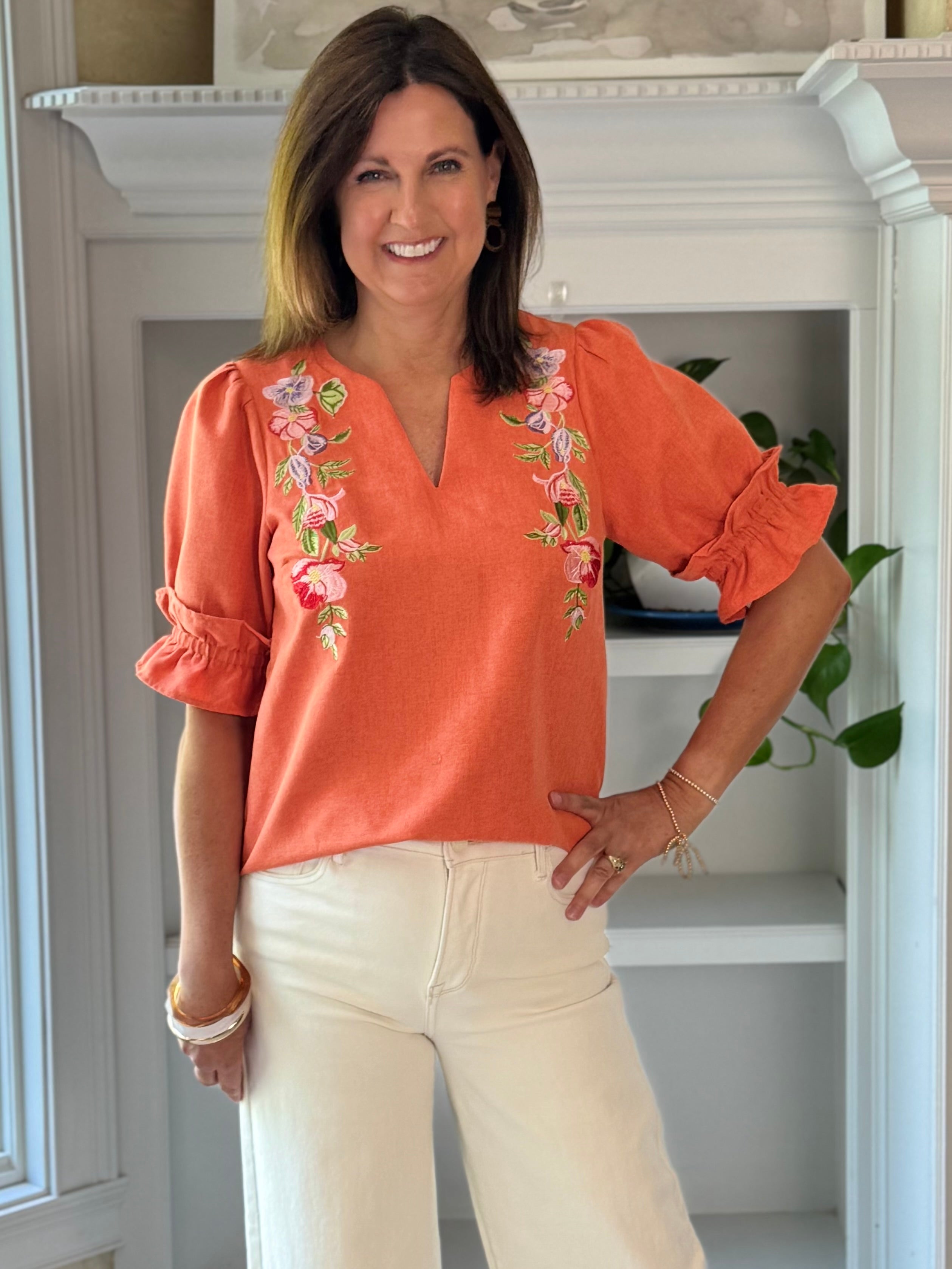 Sunset Elegance Embroidered Top