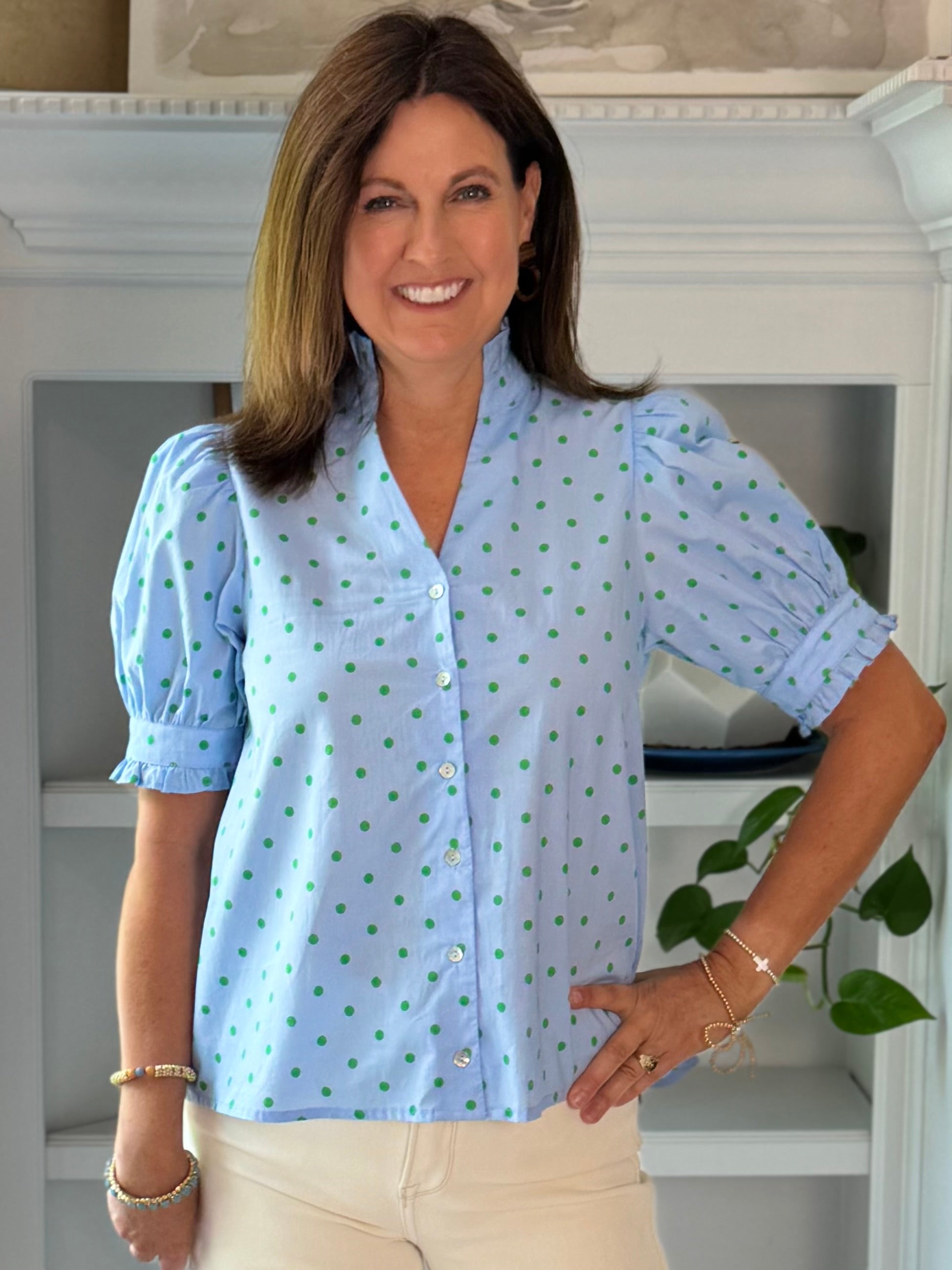 Sweet Spot Polka Top - Blue