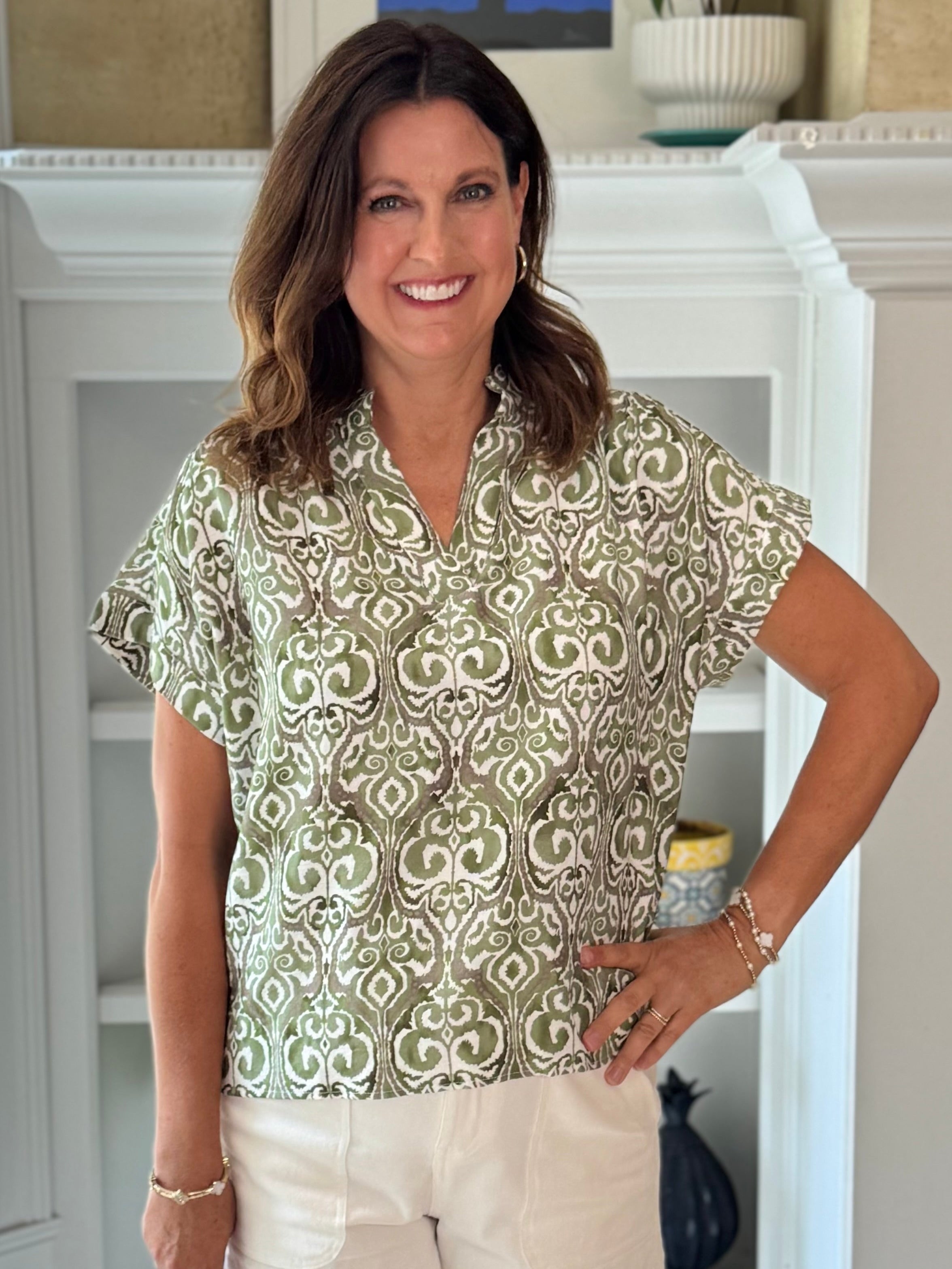 Modern Olive Print Top