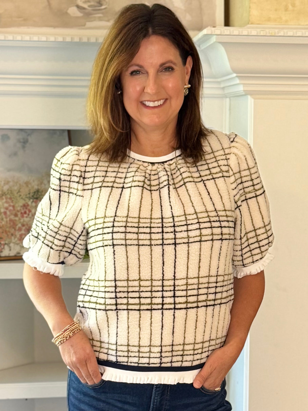 Plaid to Meet You Sherpa Top