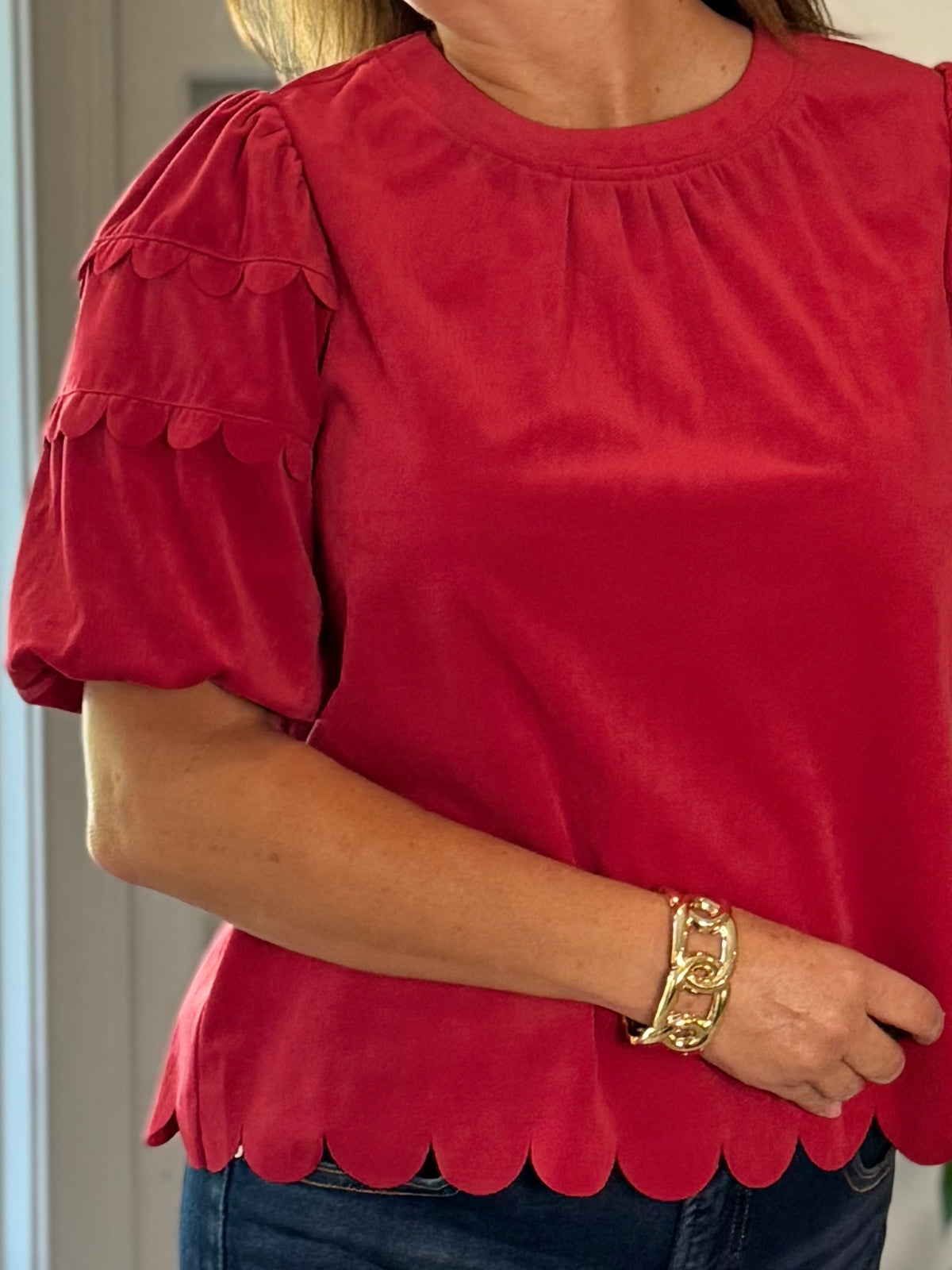 Corduroy Crush Scalloped Top