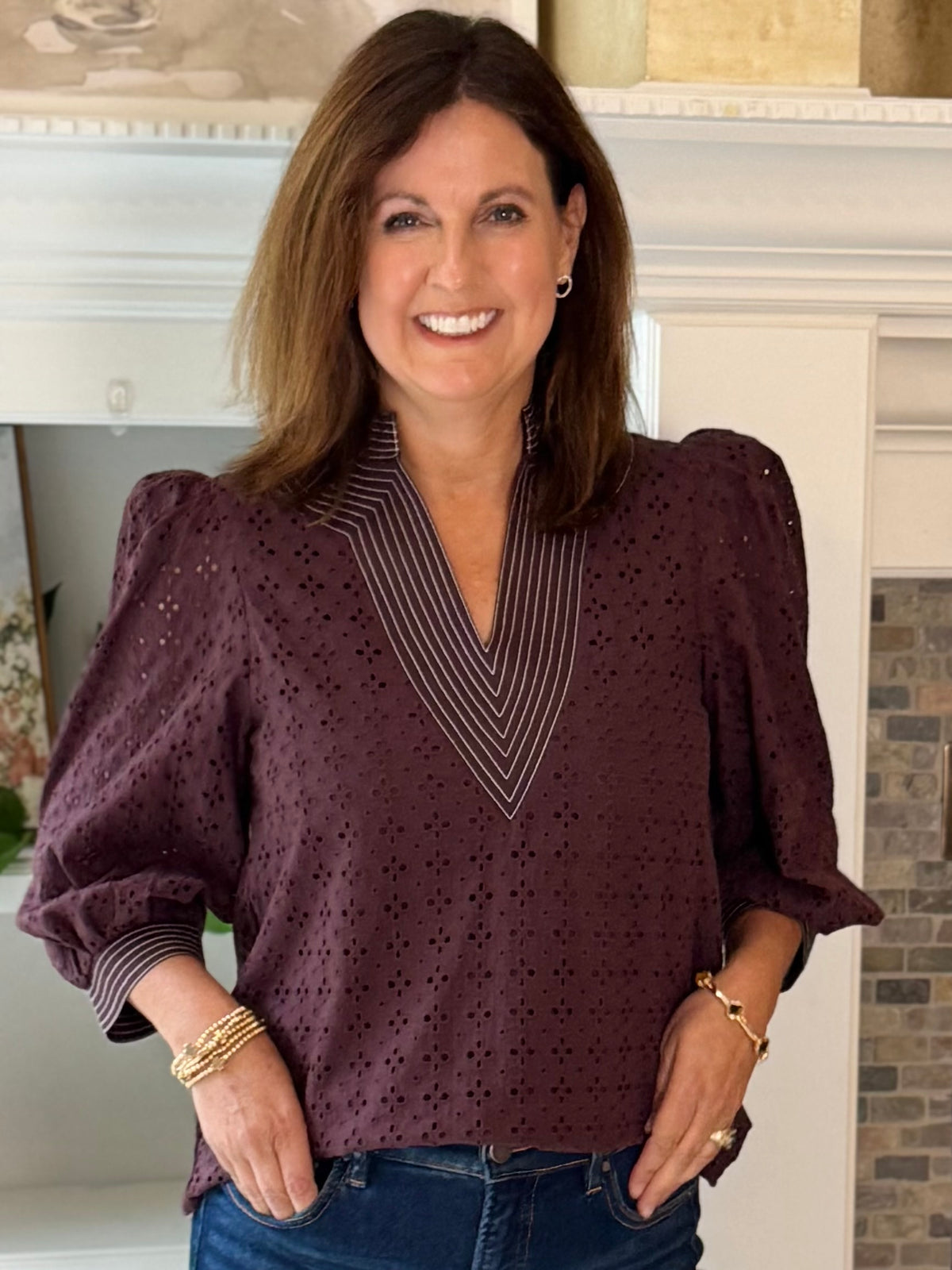 Espresso Allure Eyelet Top