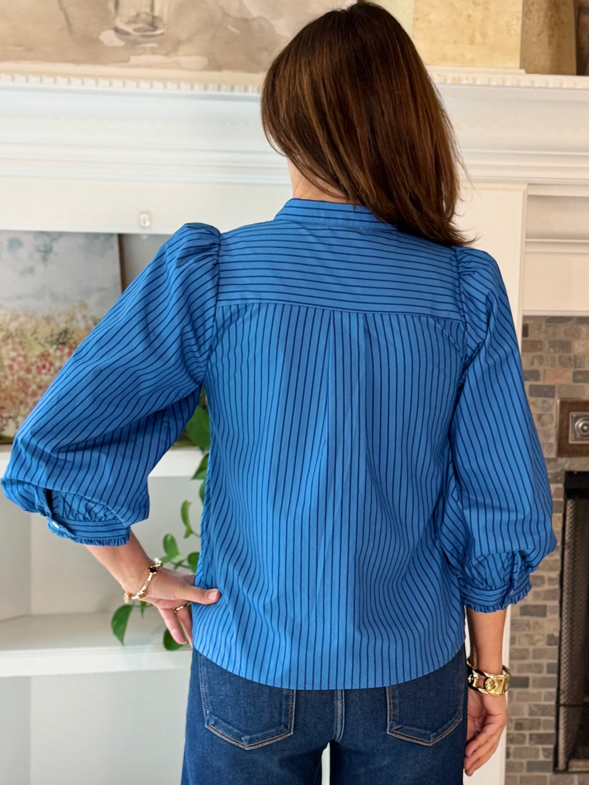 Lovely Stripes Tie Top - Blue