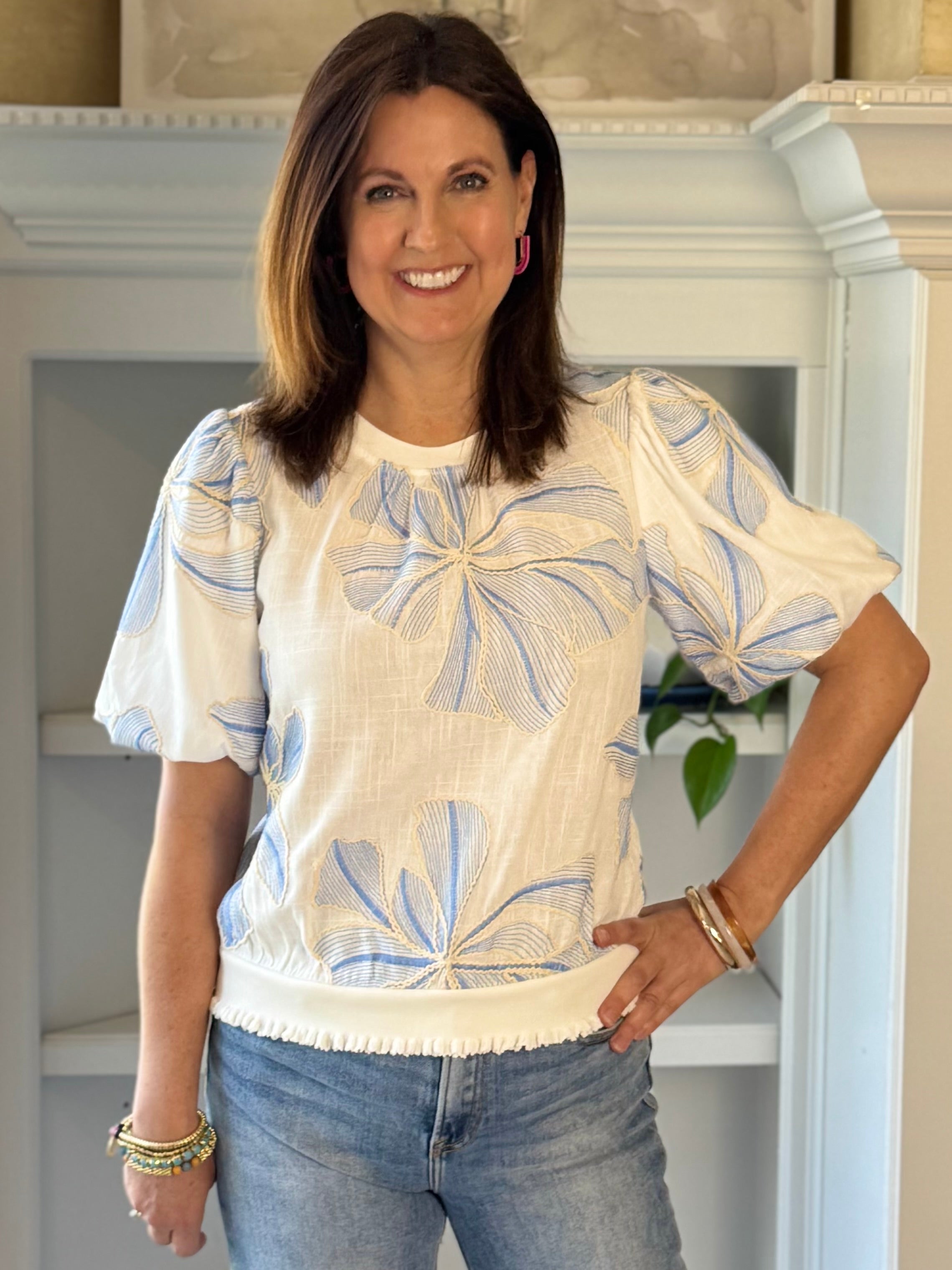 Meadow Embroidered Top - Ivory