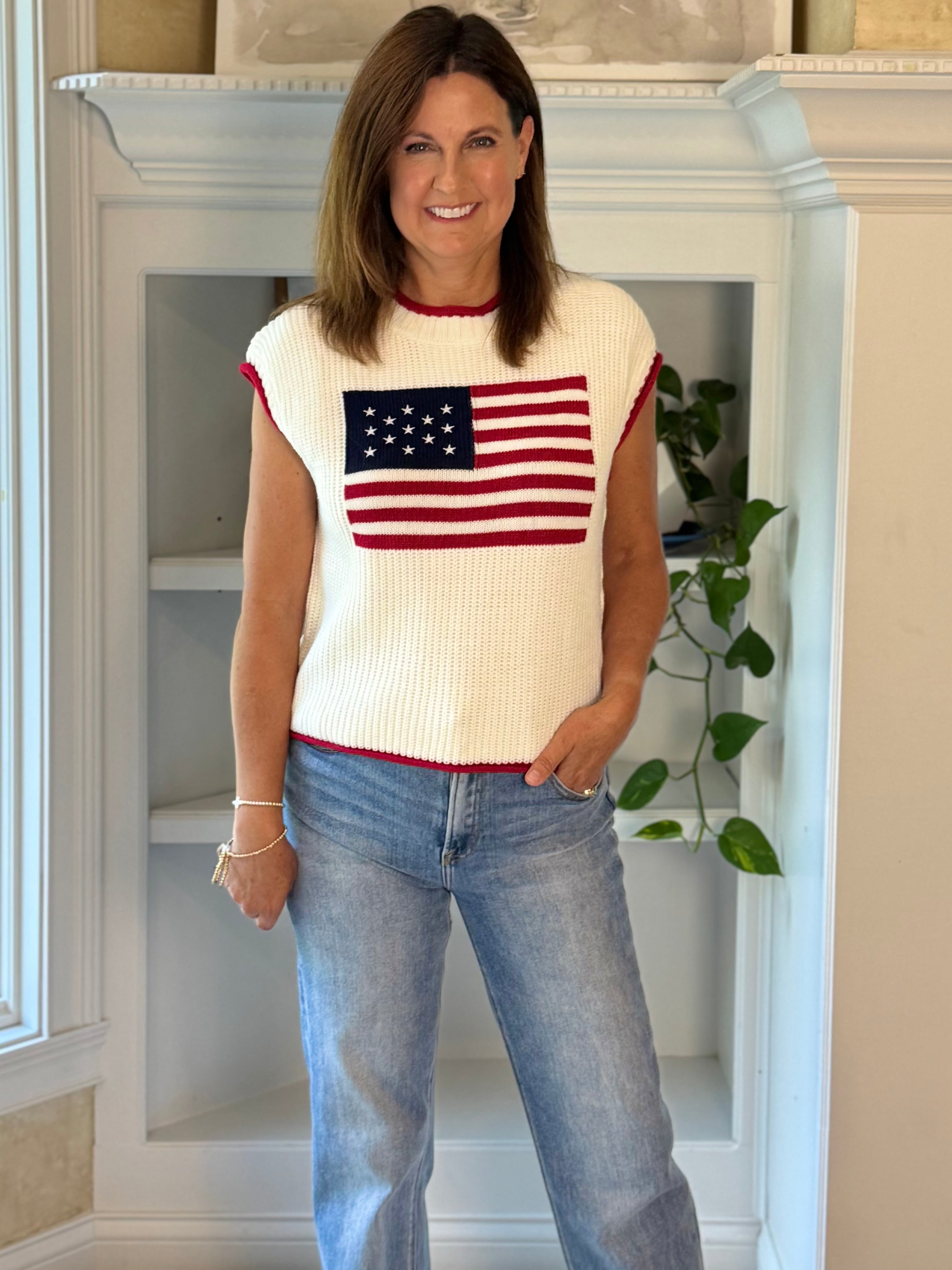 Stars & Stripes Knit Top - Off-White