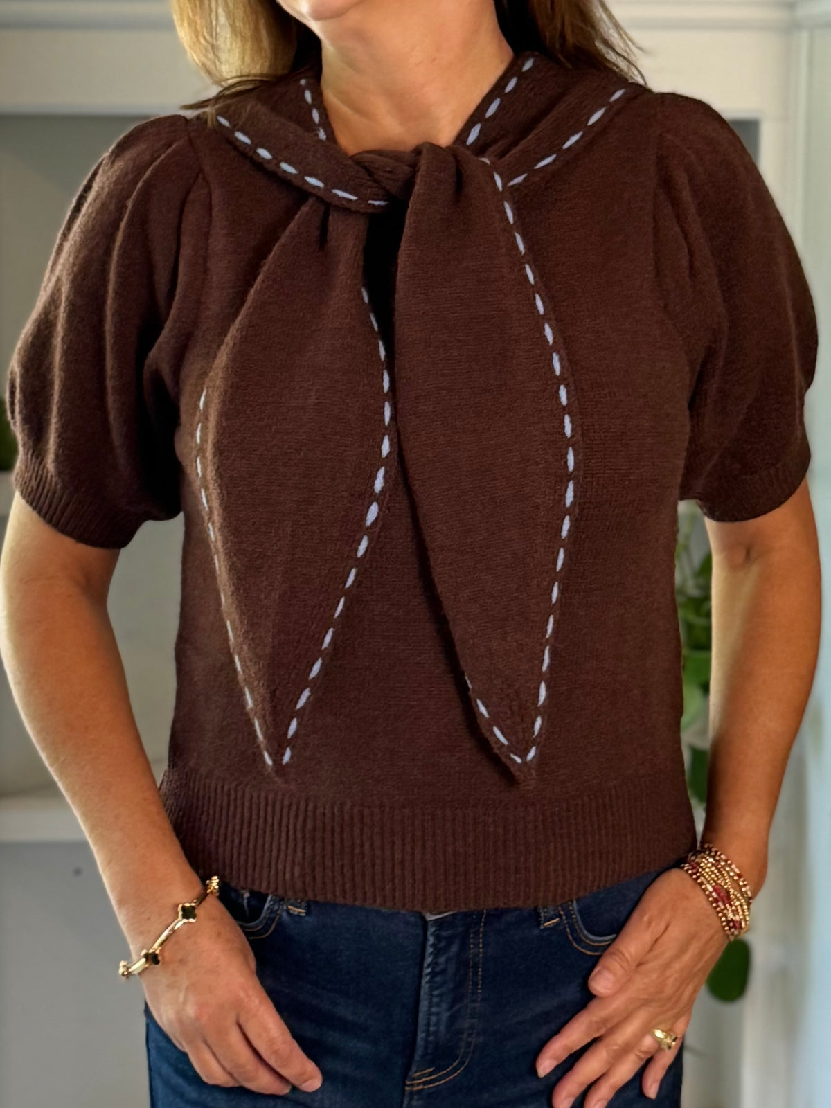Unexpected Twist Tie Knit Top