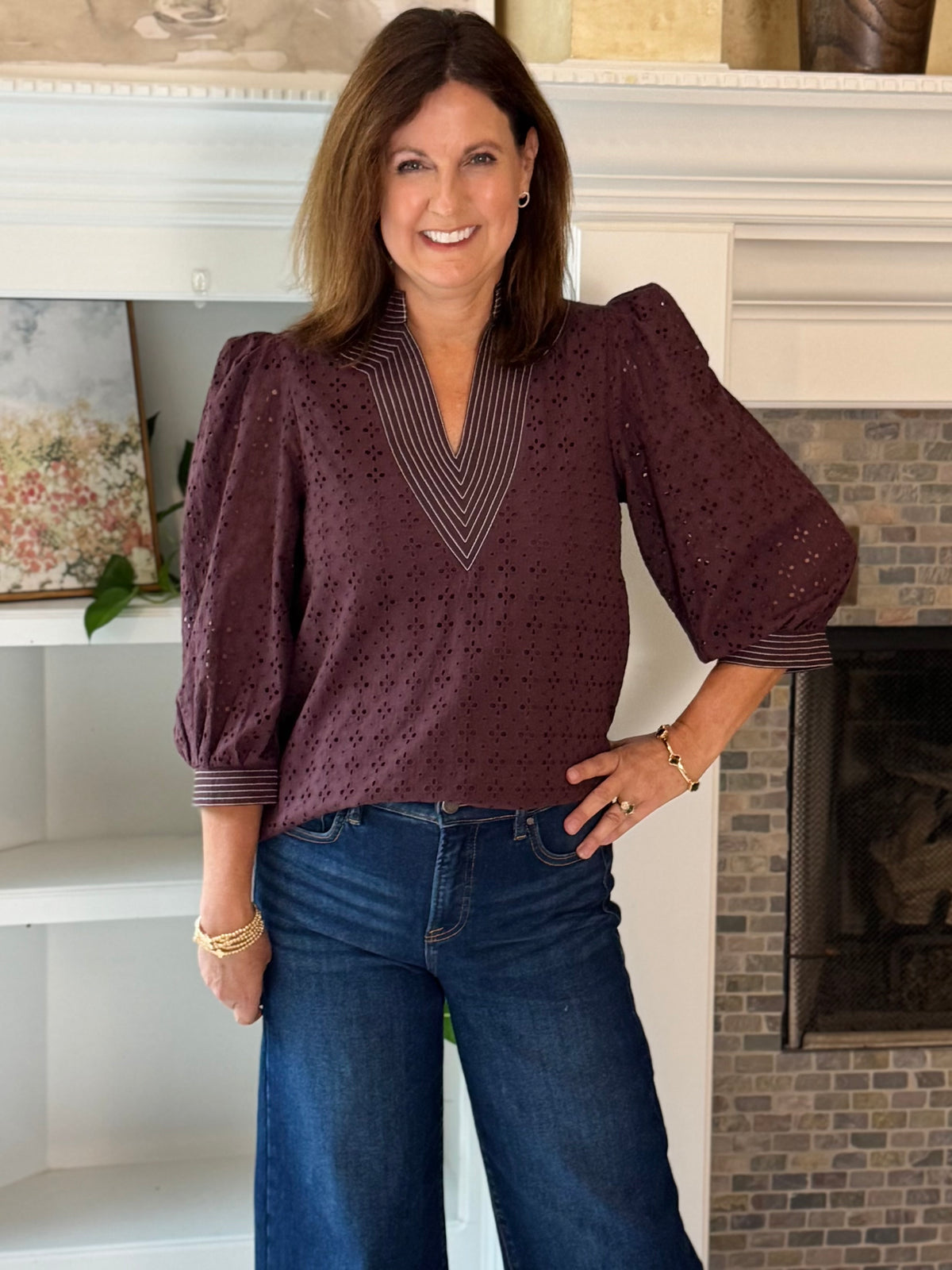 Espresso Allure Eyelet Top