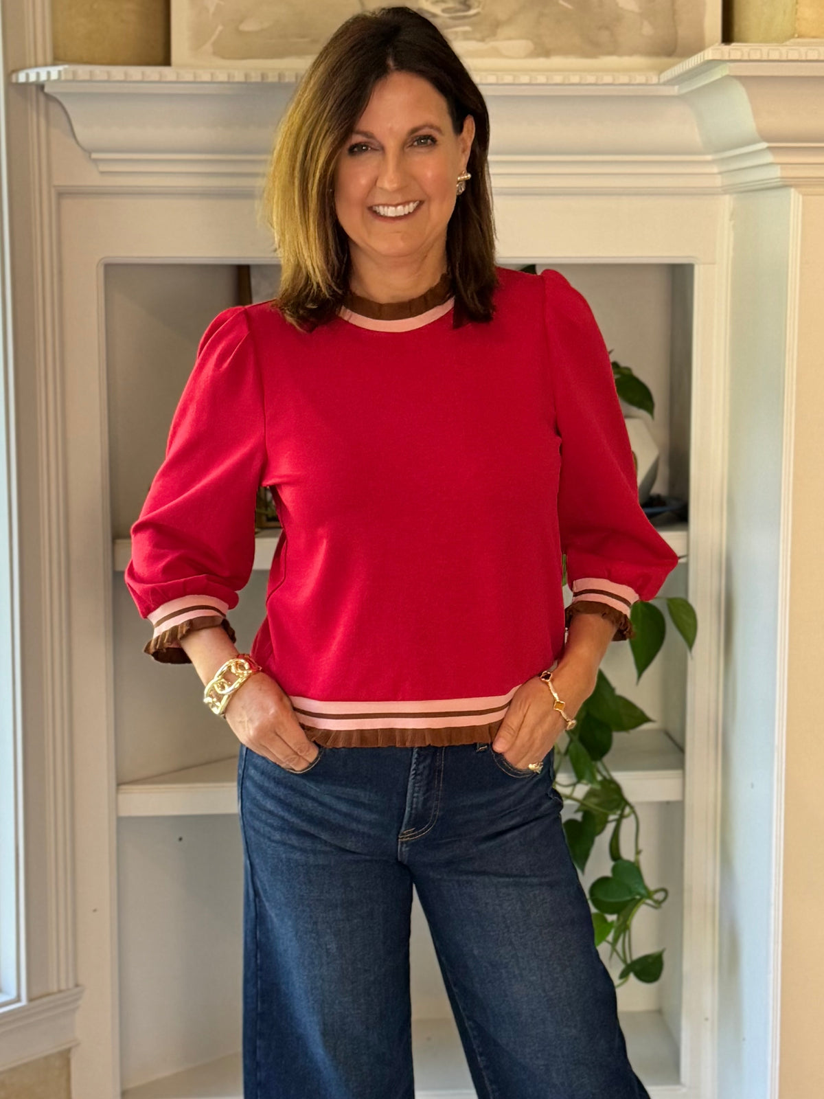 Preppy with a Twist Top - Red