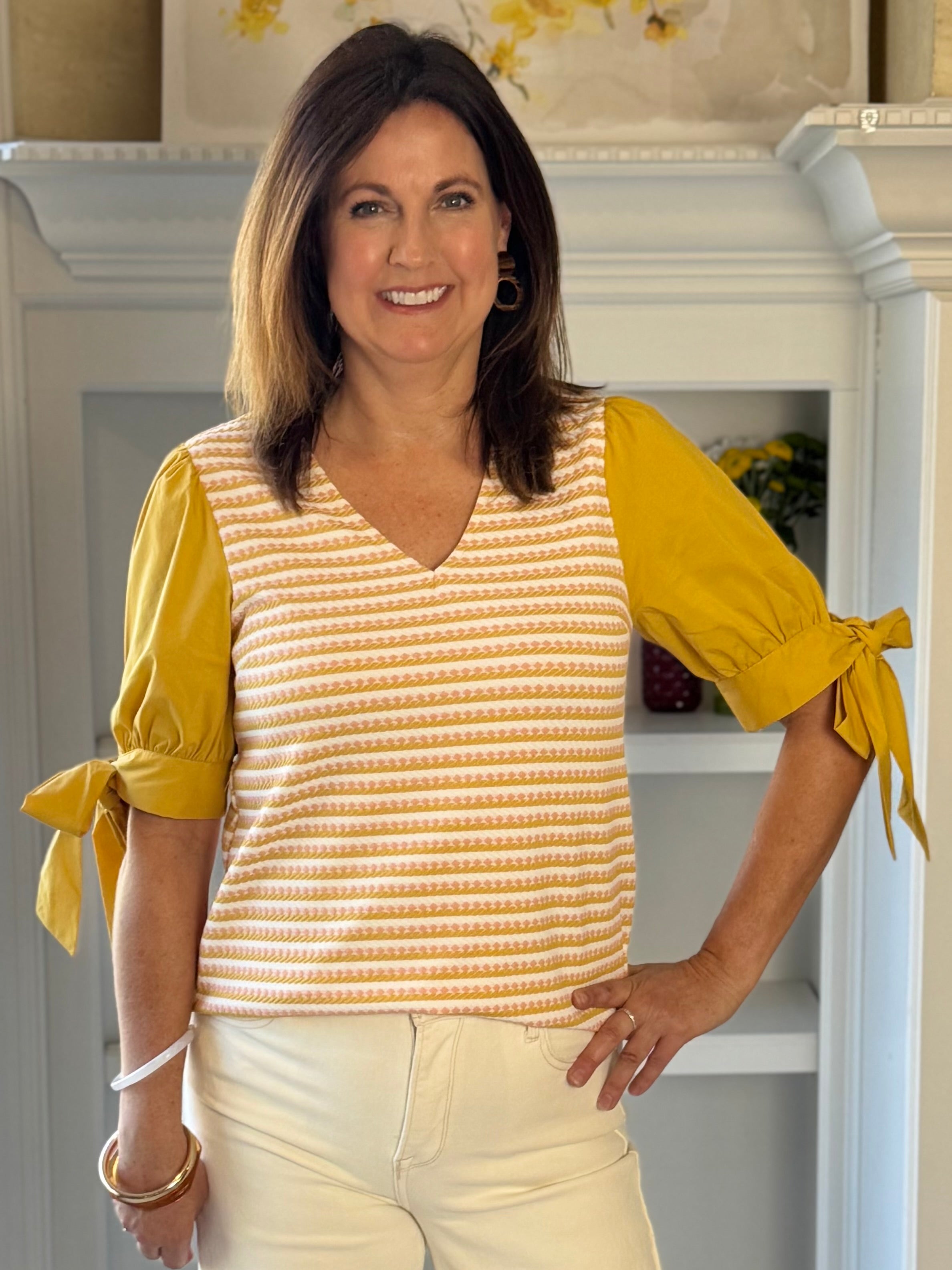 Hello Sunshine Tie-Sleeve Top
