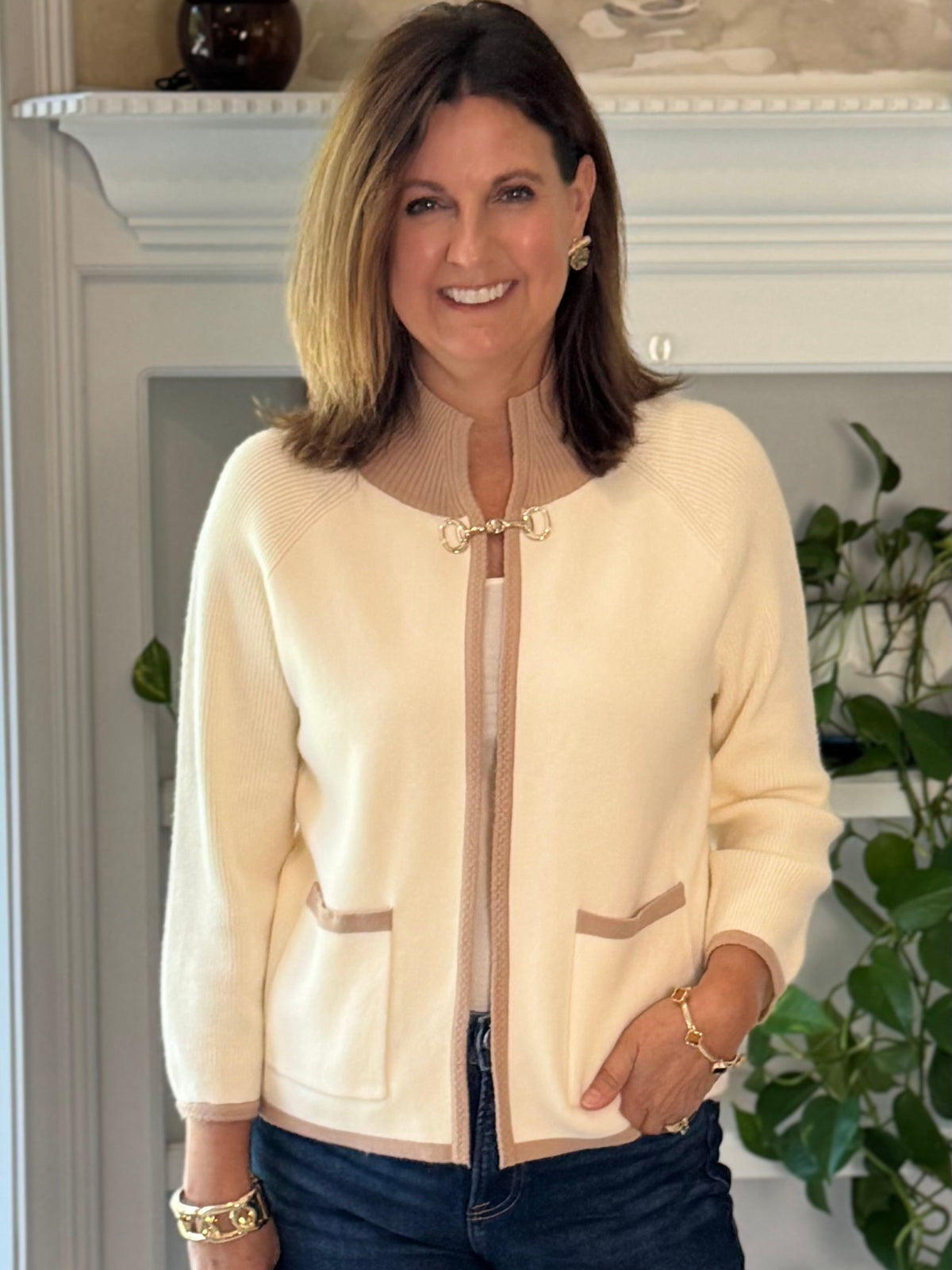 Distinctive Details Contrast Cardigan