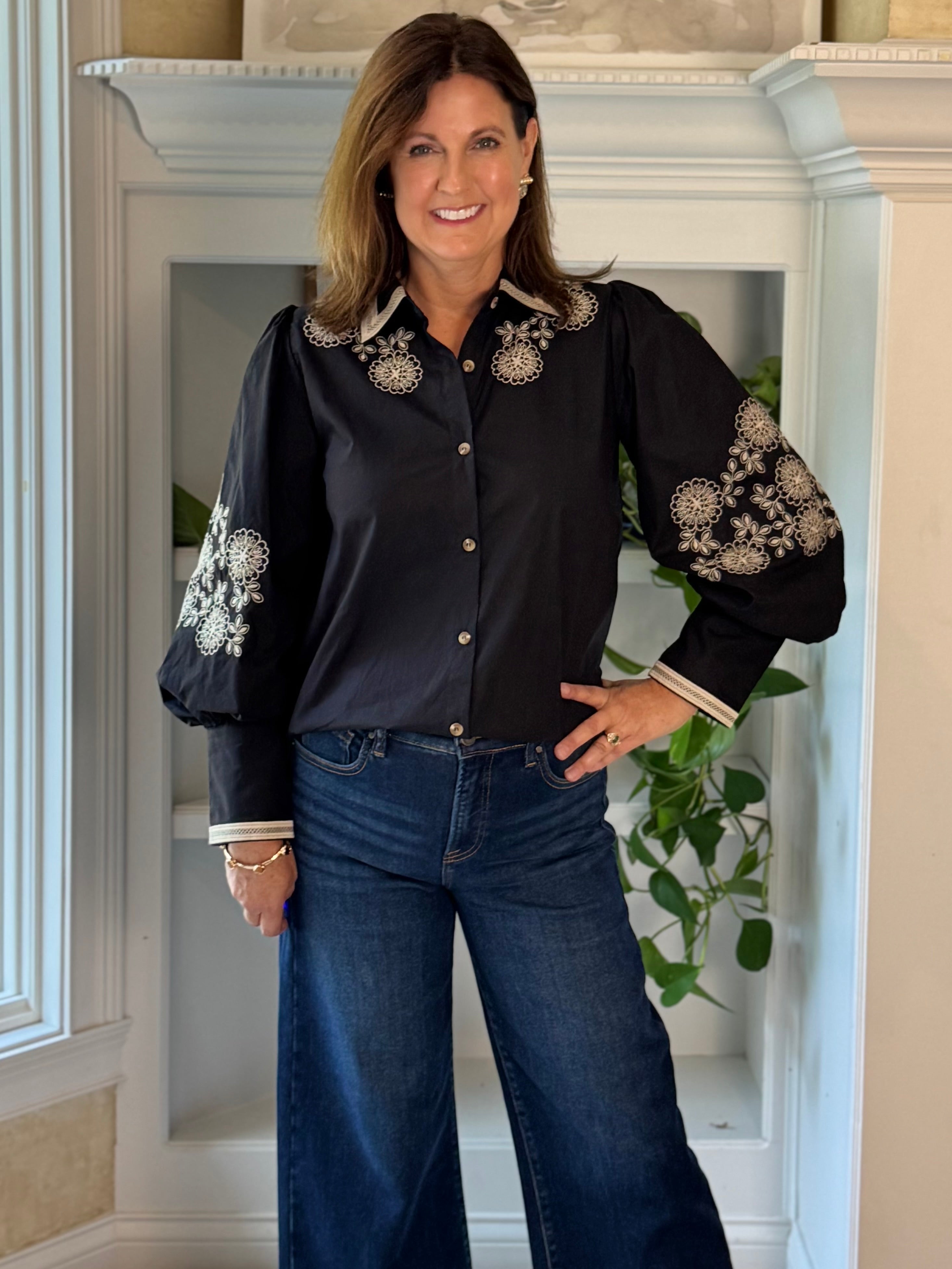 Free Spirit Embroidered Top - Black
