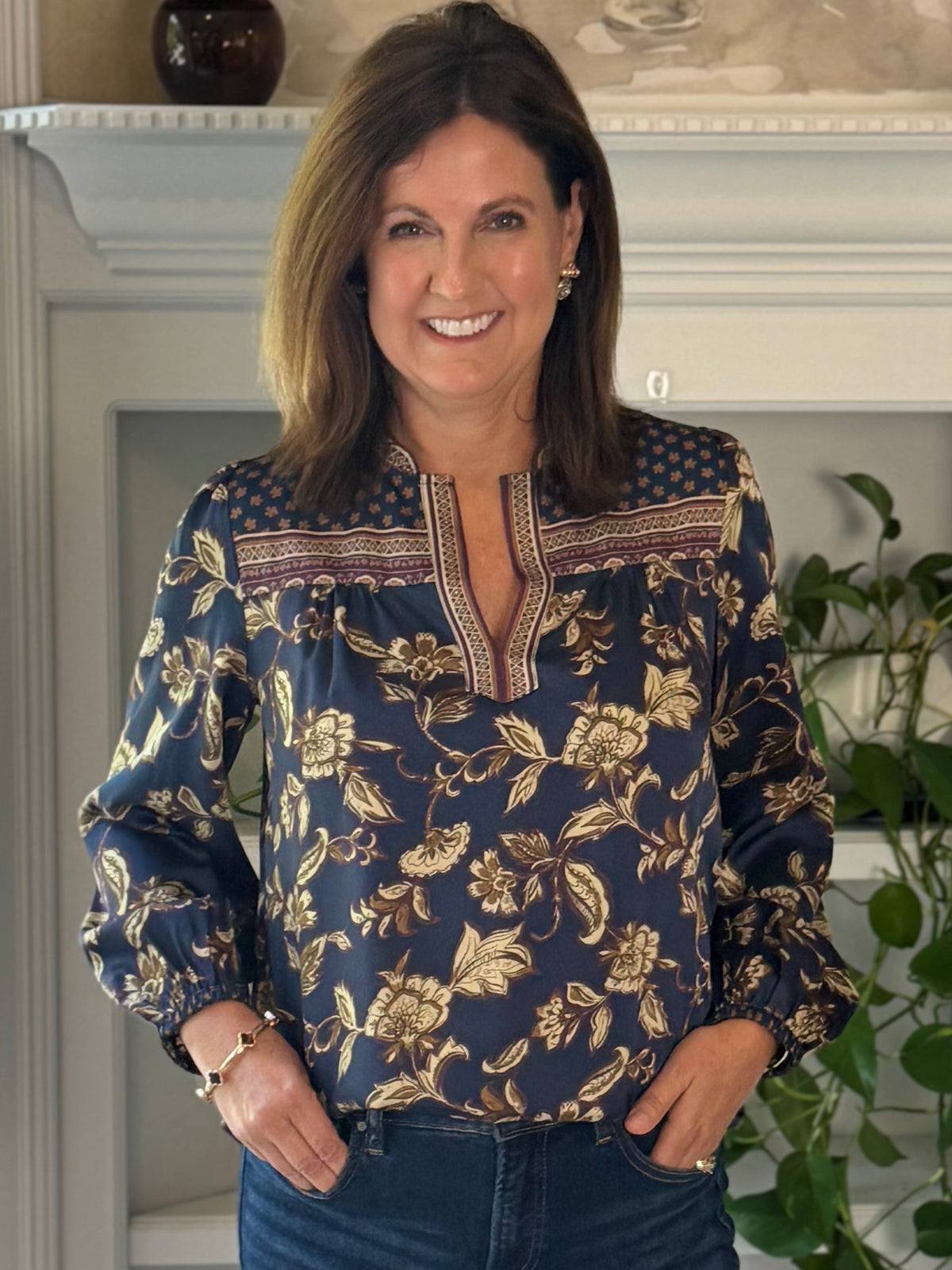 Current Air Signature Style Floral Blouse
