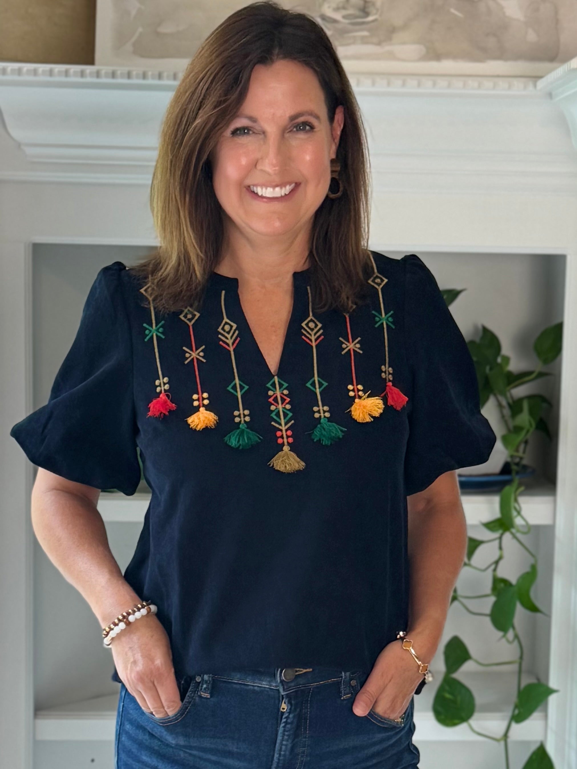 Talk of the Tassel Embroidered Top