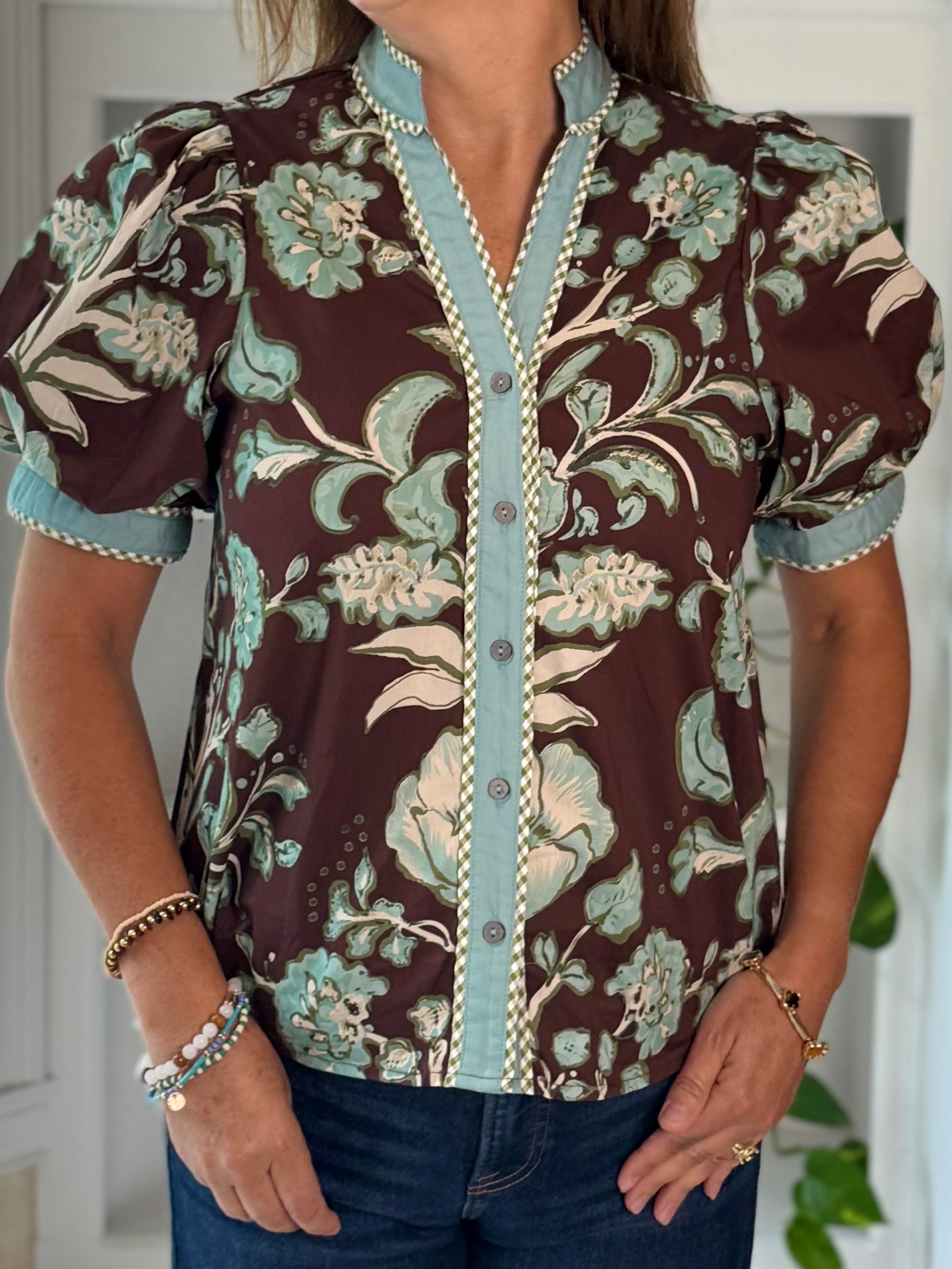 Mocha Garden Floral Top
