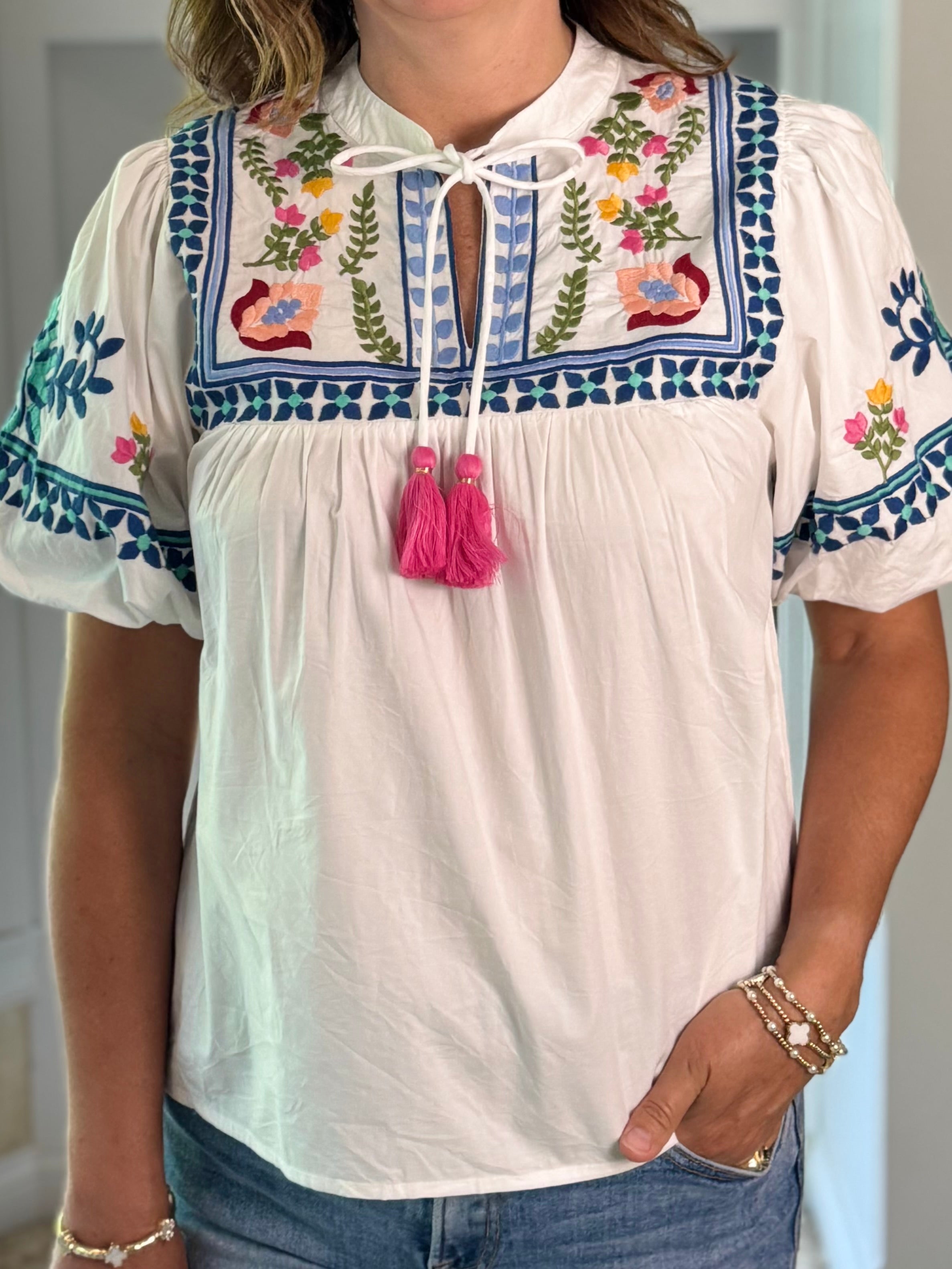 THML Paradise Embroidered Top