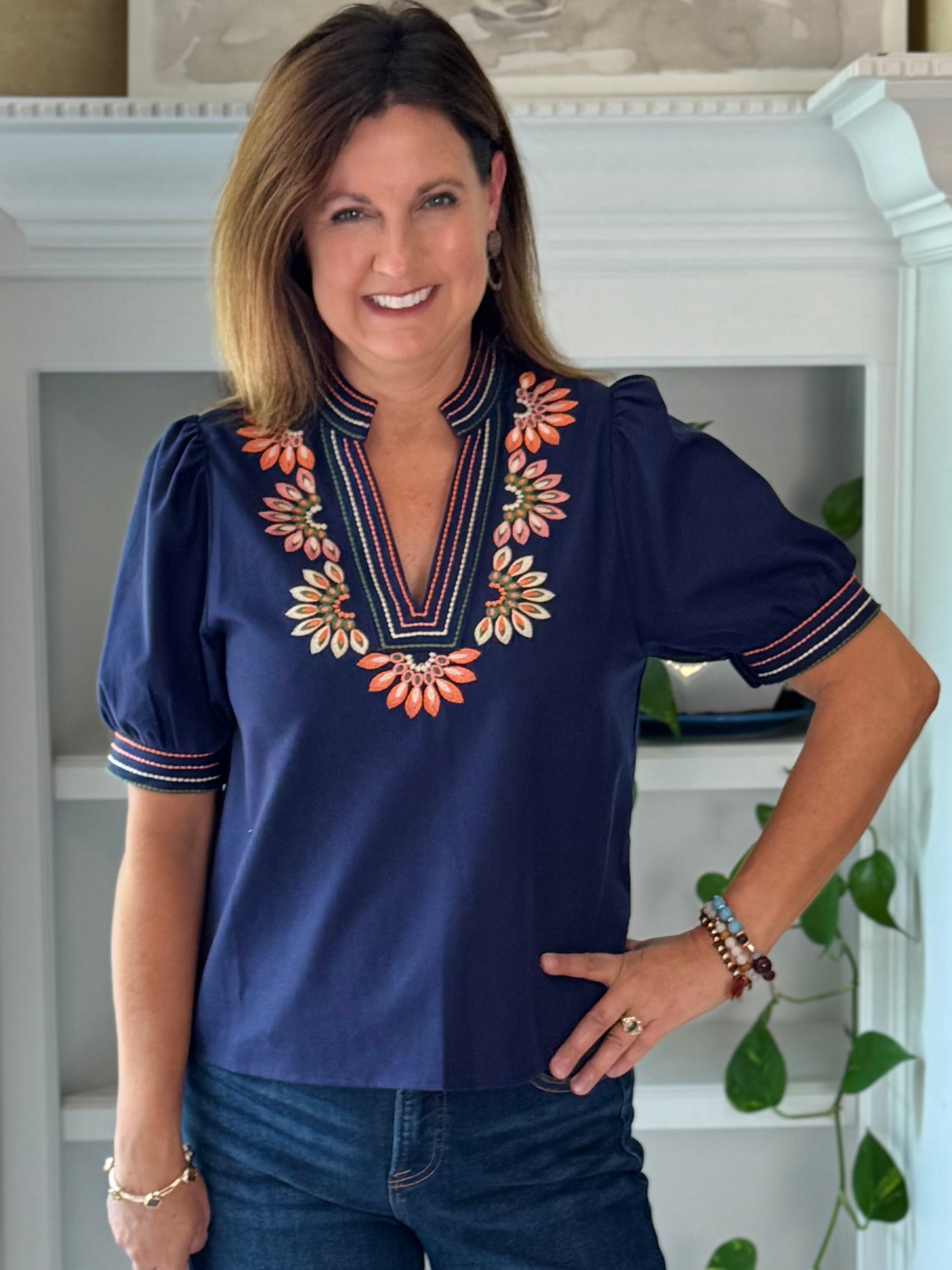 THML Autumn Smiles Embroidered Top