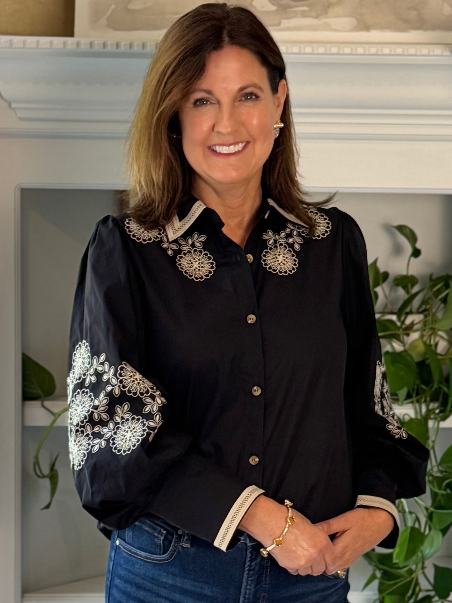 Free Spirit Embroidered Top - Black