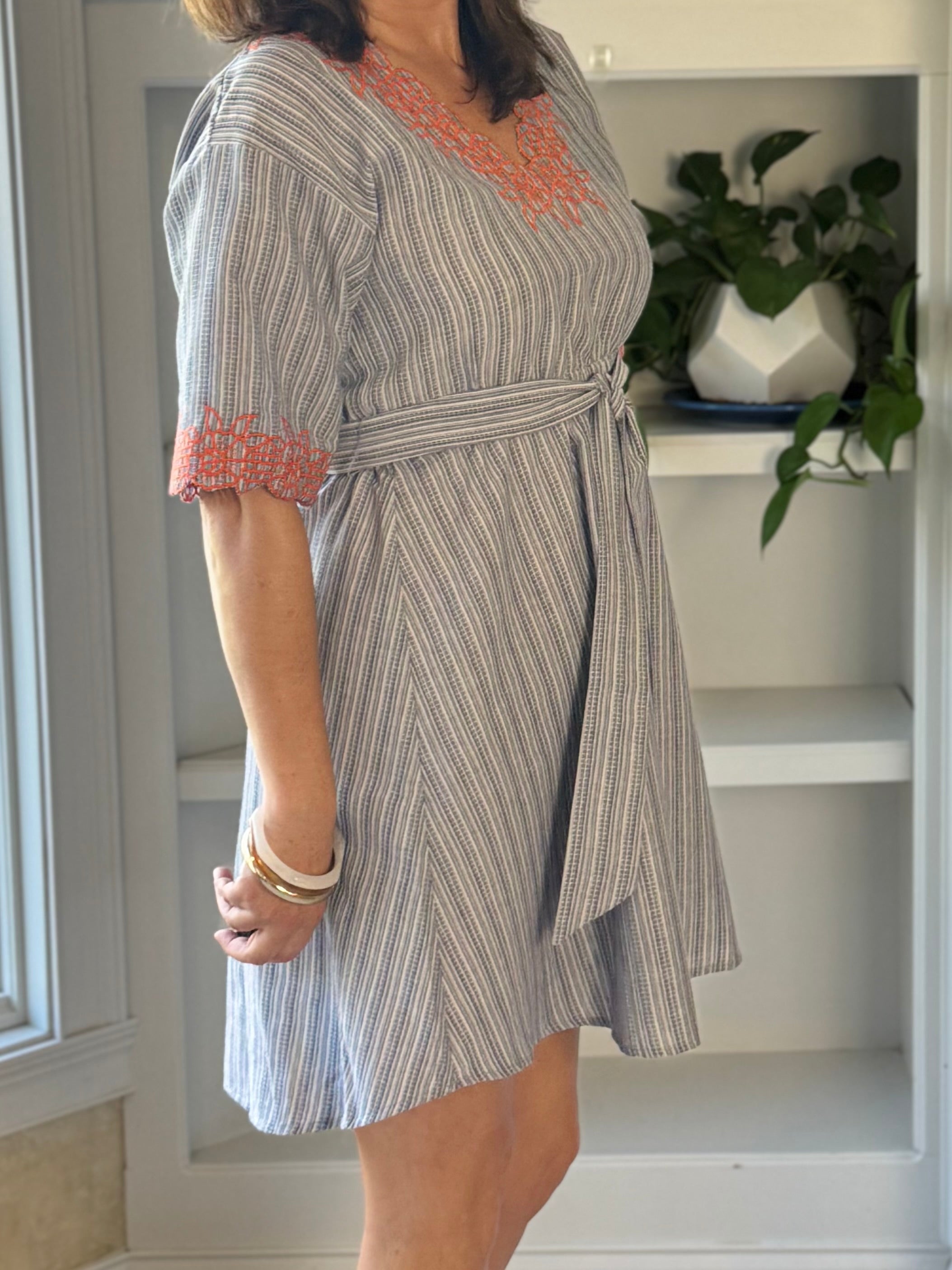 Radiant Striped Tie-Waist Dress