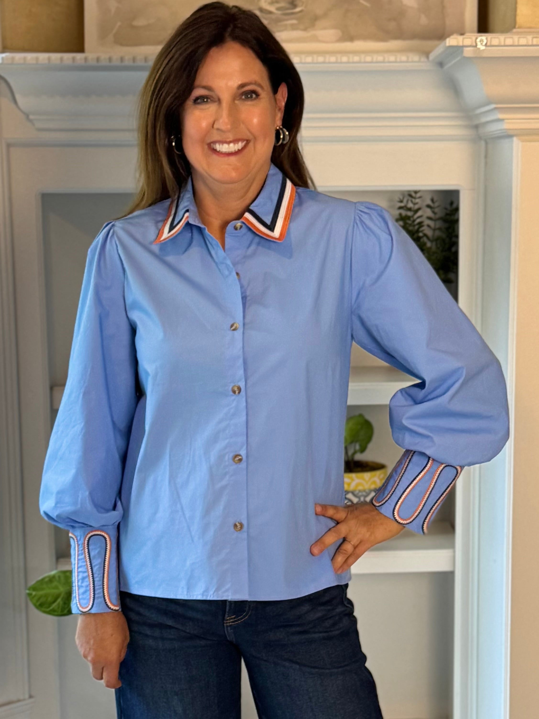 Center Stage Blouse – Blue