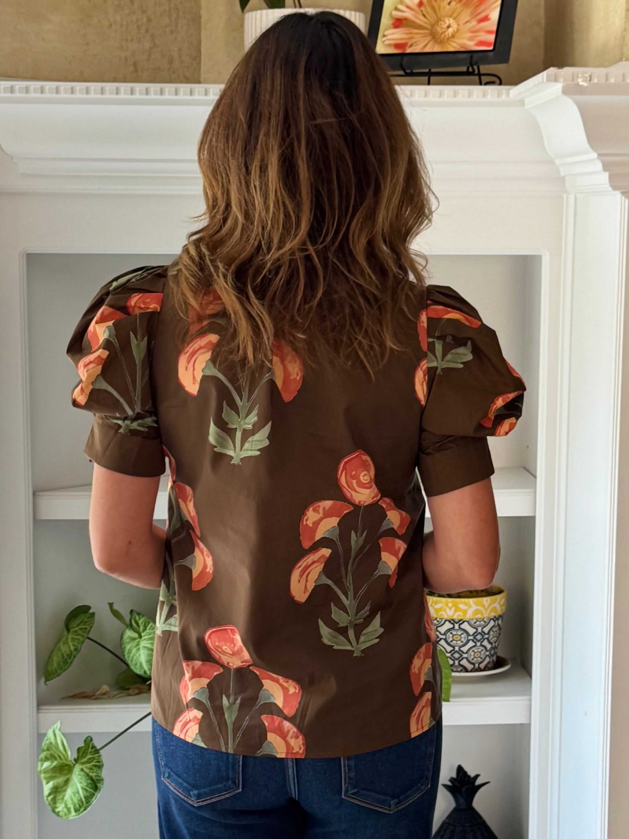 Terra Floral Contrast Top
