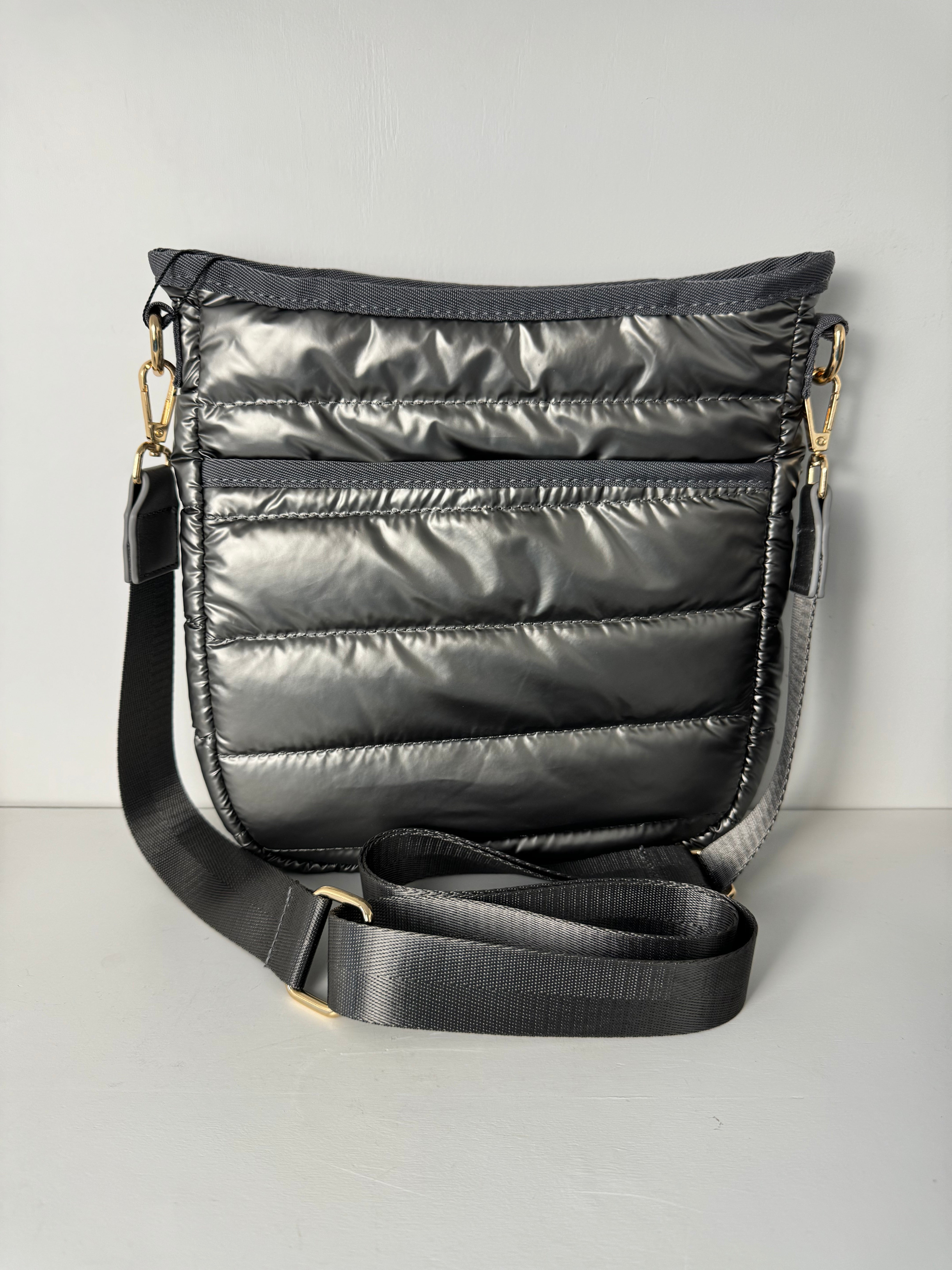 Quilted Puffer Crossbody Bag - Pewter