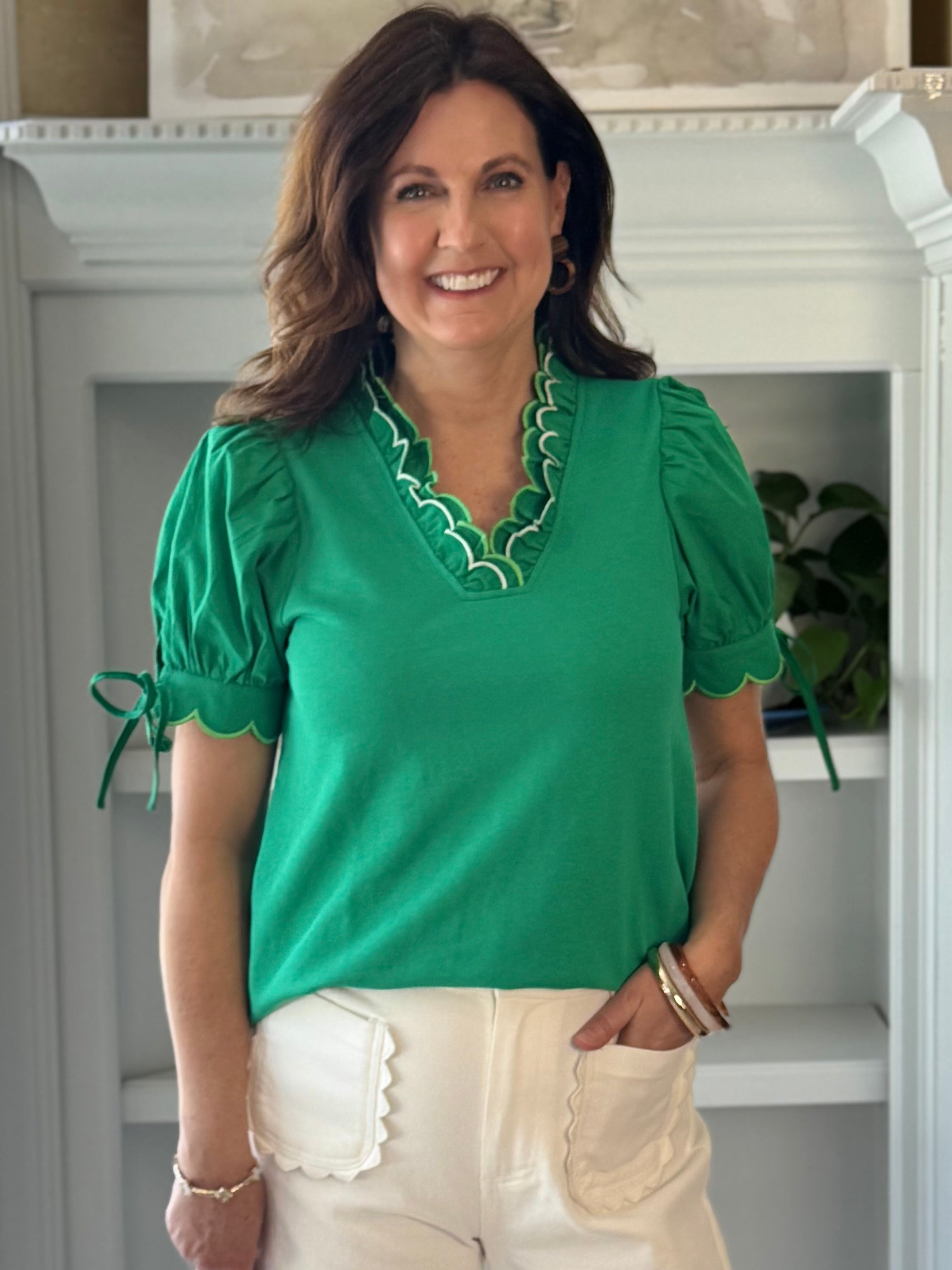 Scalloped Grace Top - Green