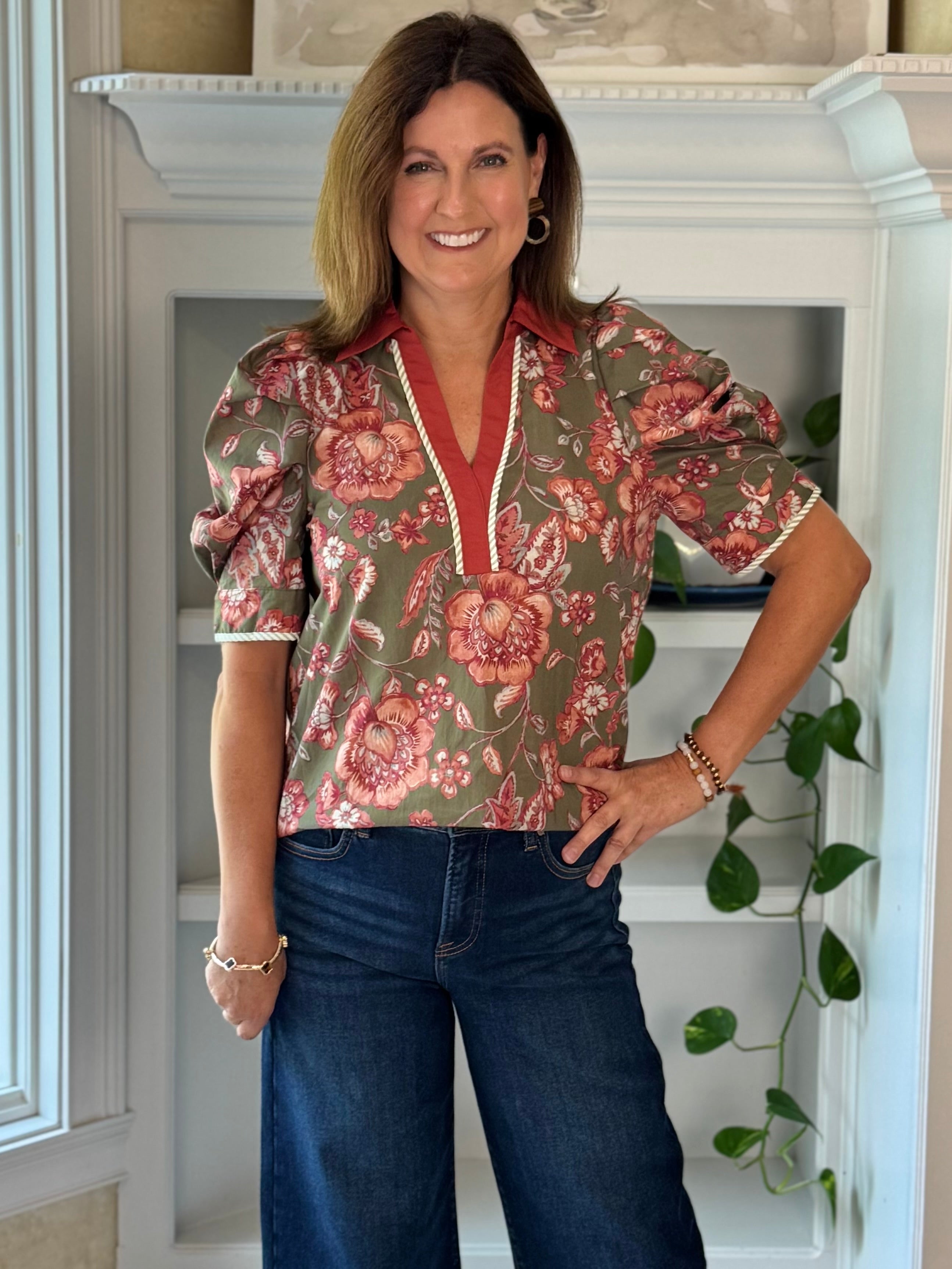 Harvest Garden Floral Contrast Top