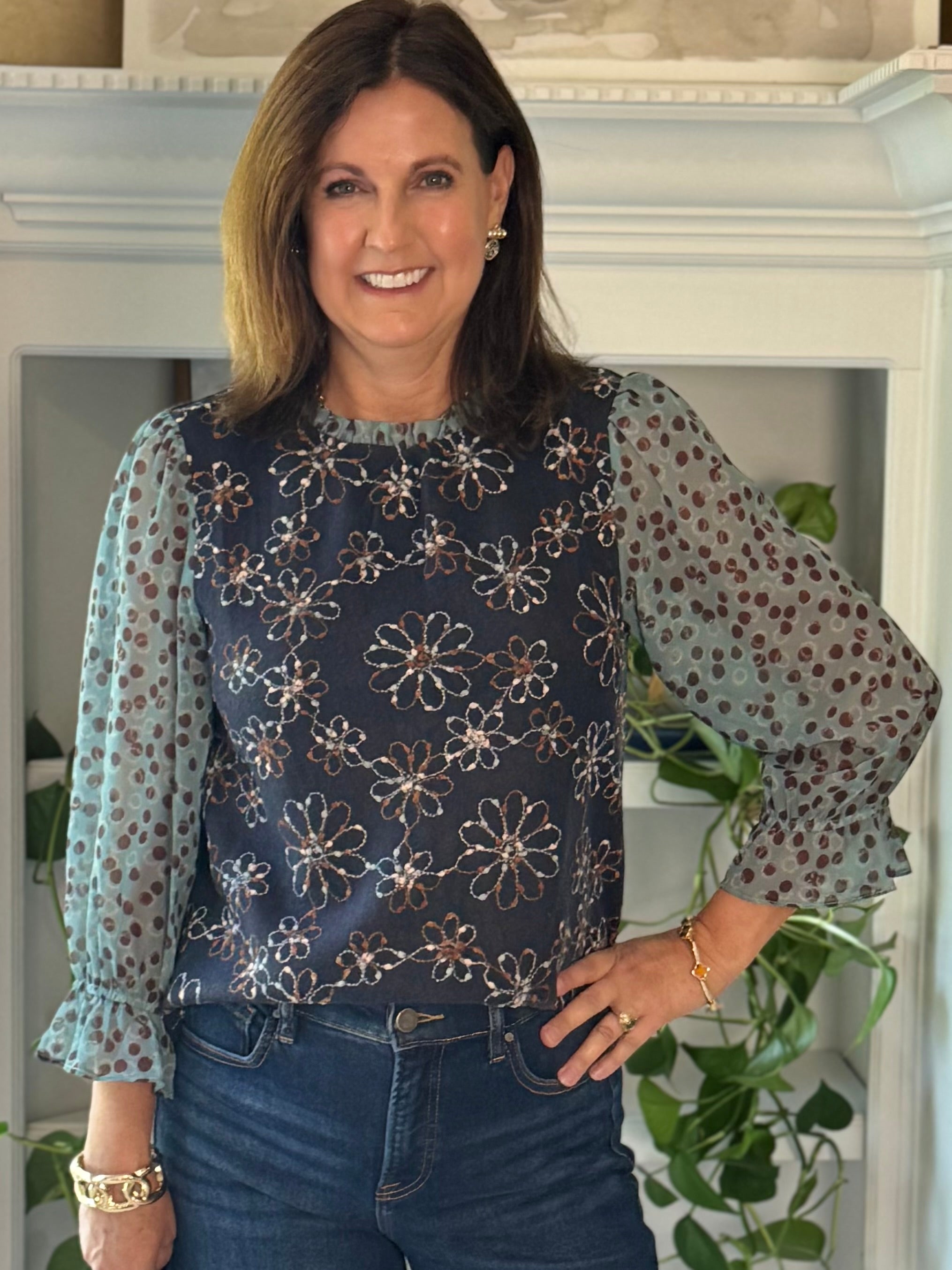 Plot Twist Print Contrast Top