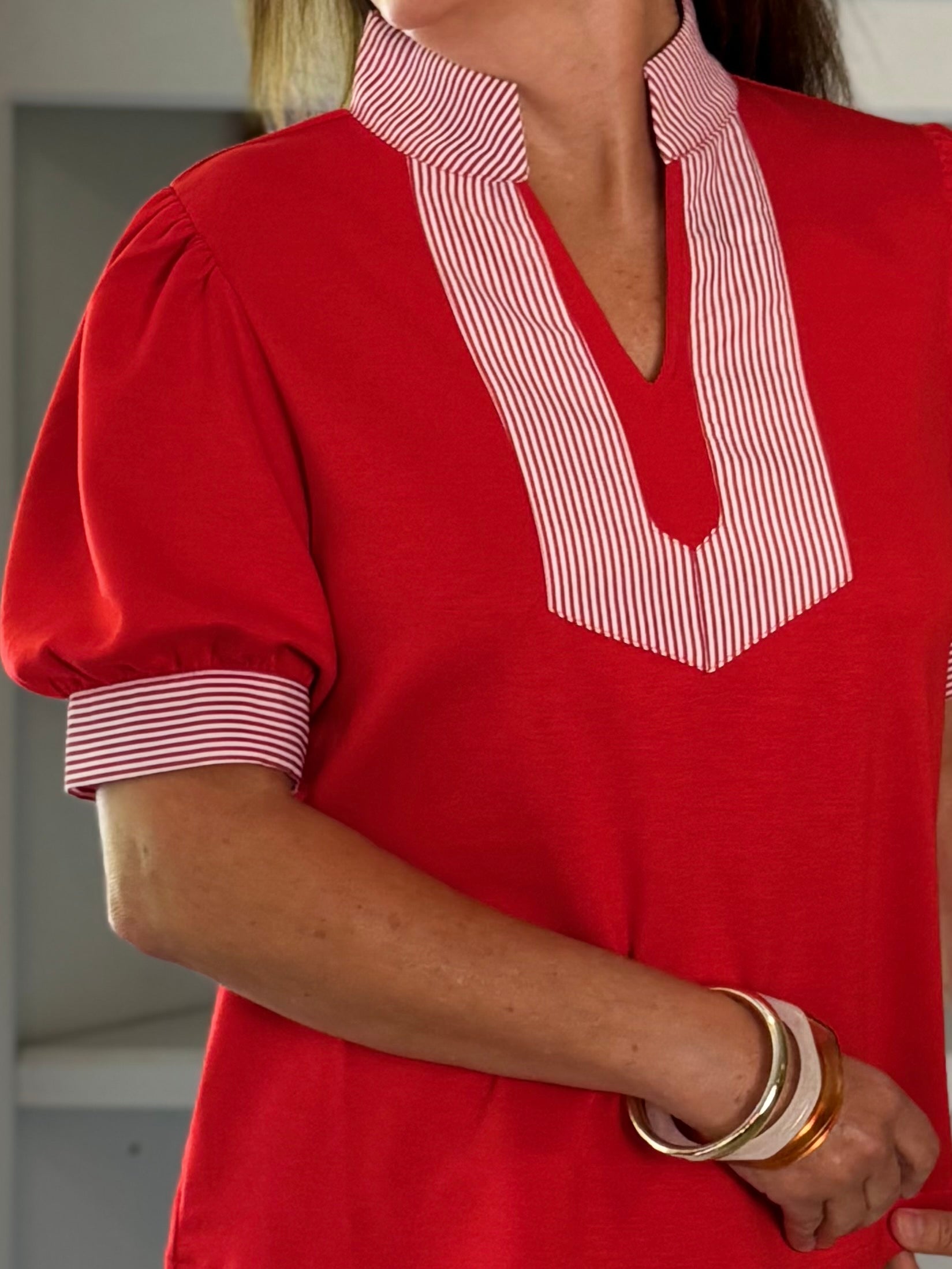 Timeless Contrast Top - Red