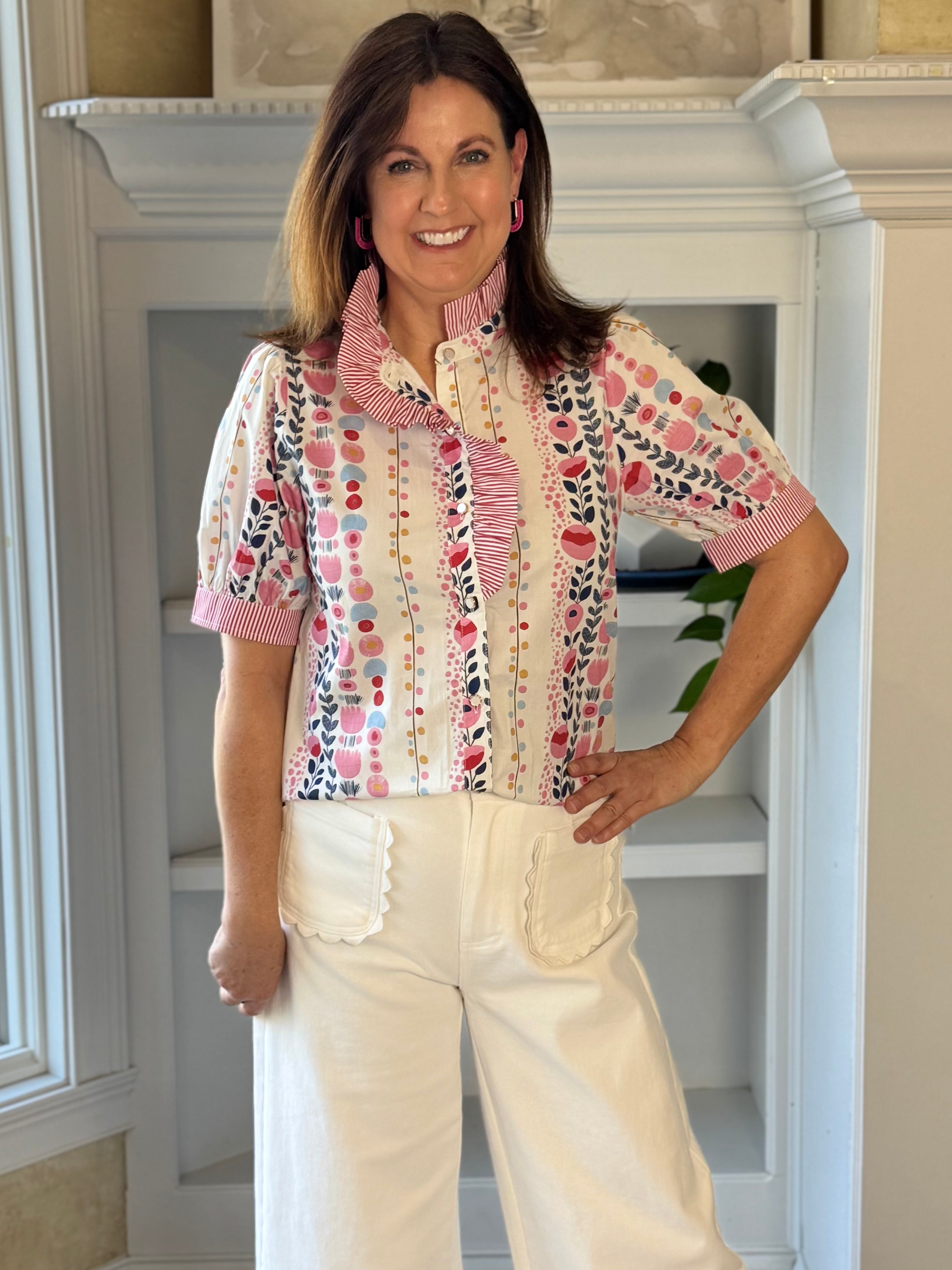 Playful Petals Contrast Top