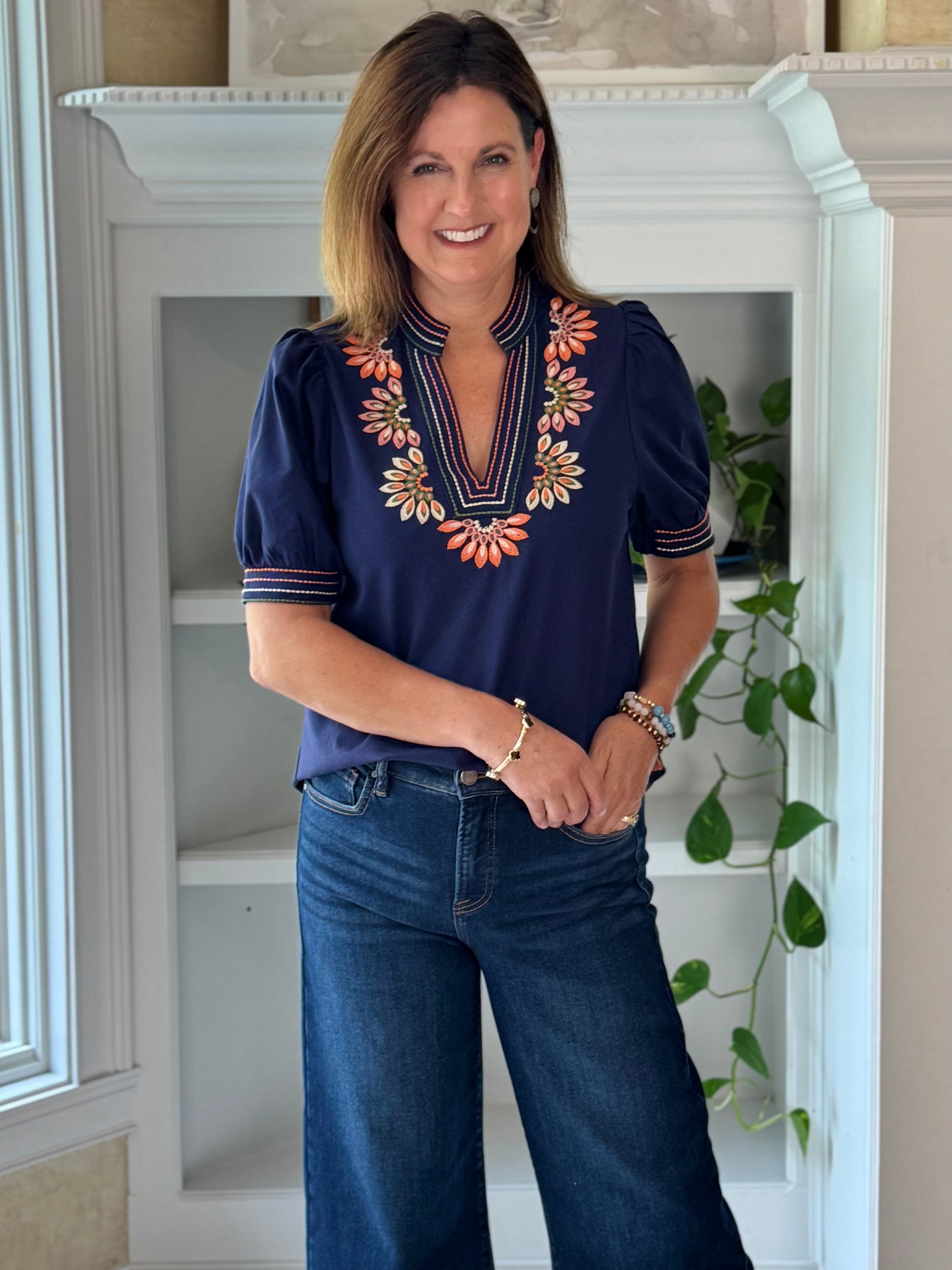 THML Autumn Smiles Embroidered Top